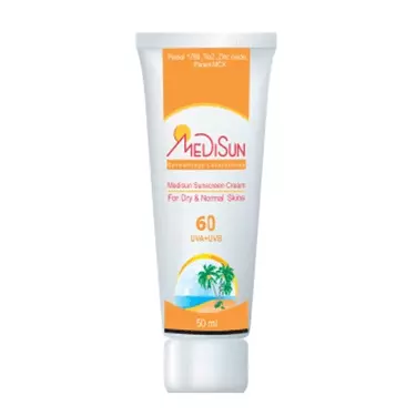 کرم ضد آفتاب SPF60 بی رنگ پوست خشک و نرمال مدیسان
