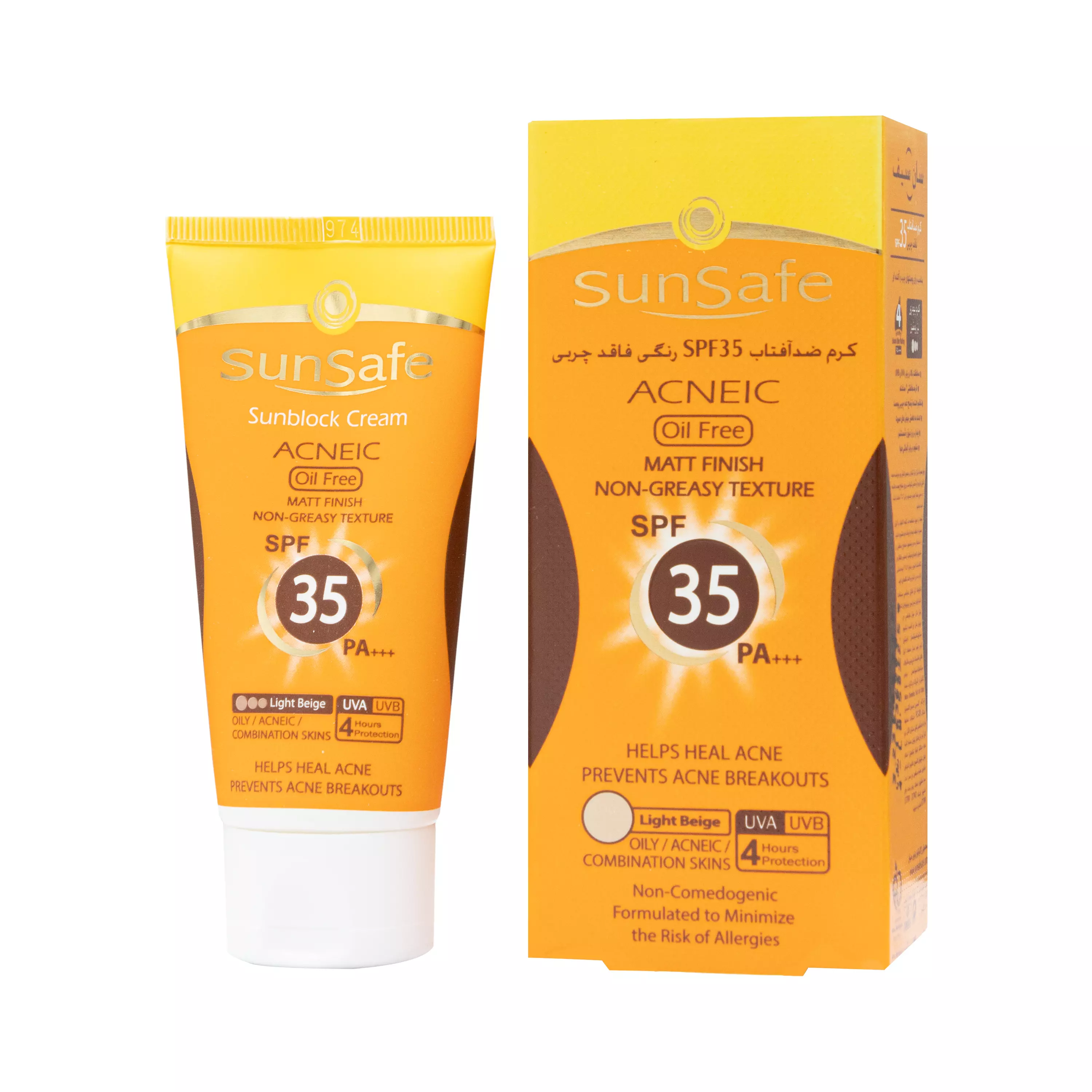 ضد آفتاب SPF35 فاقد چربی بژ روشن سان سیف