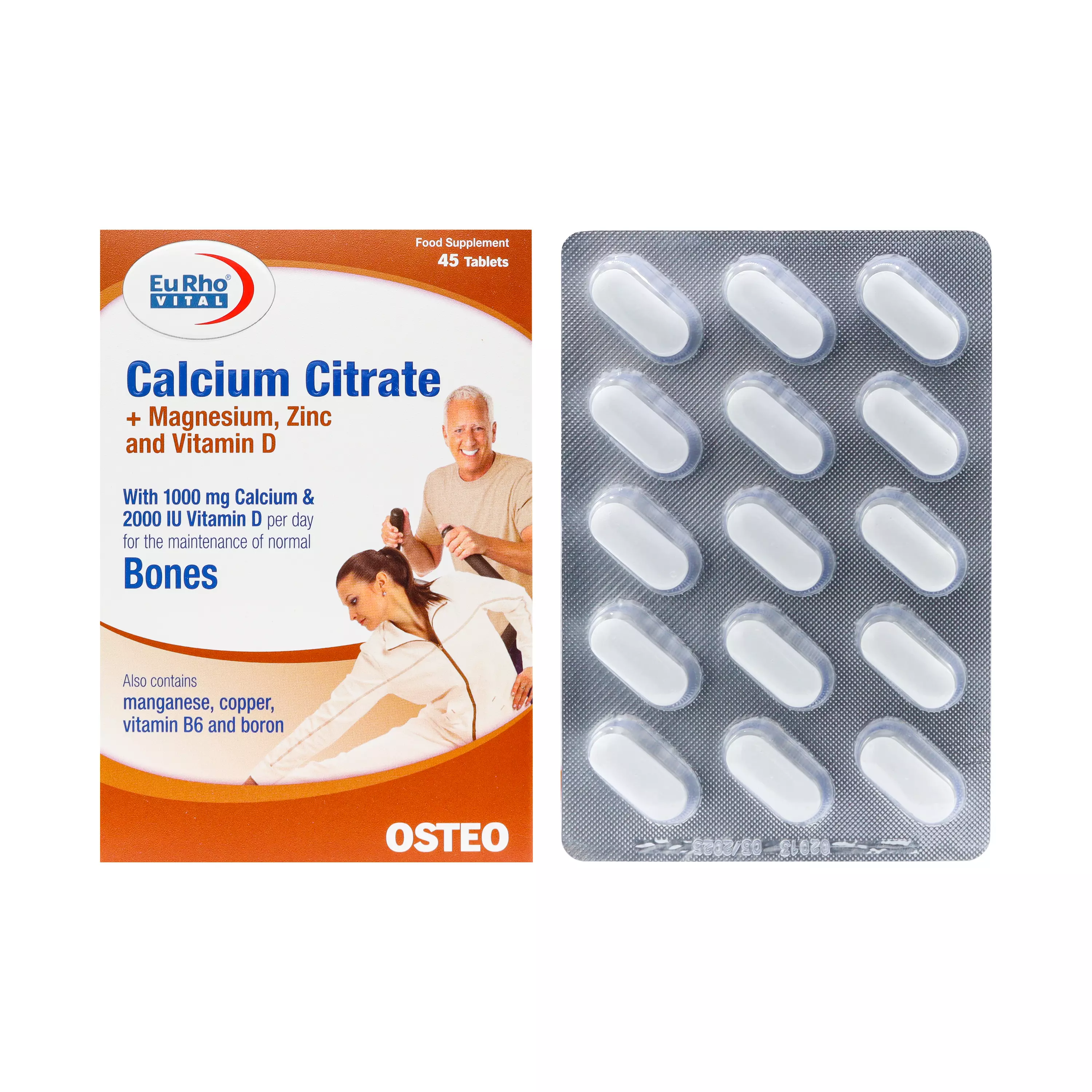 قرص کلسیم سیترات + منیزیم + زینک + ویتامین دی یورو ویتال