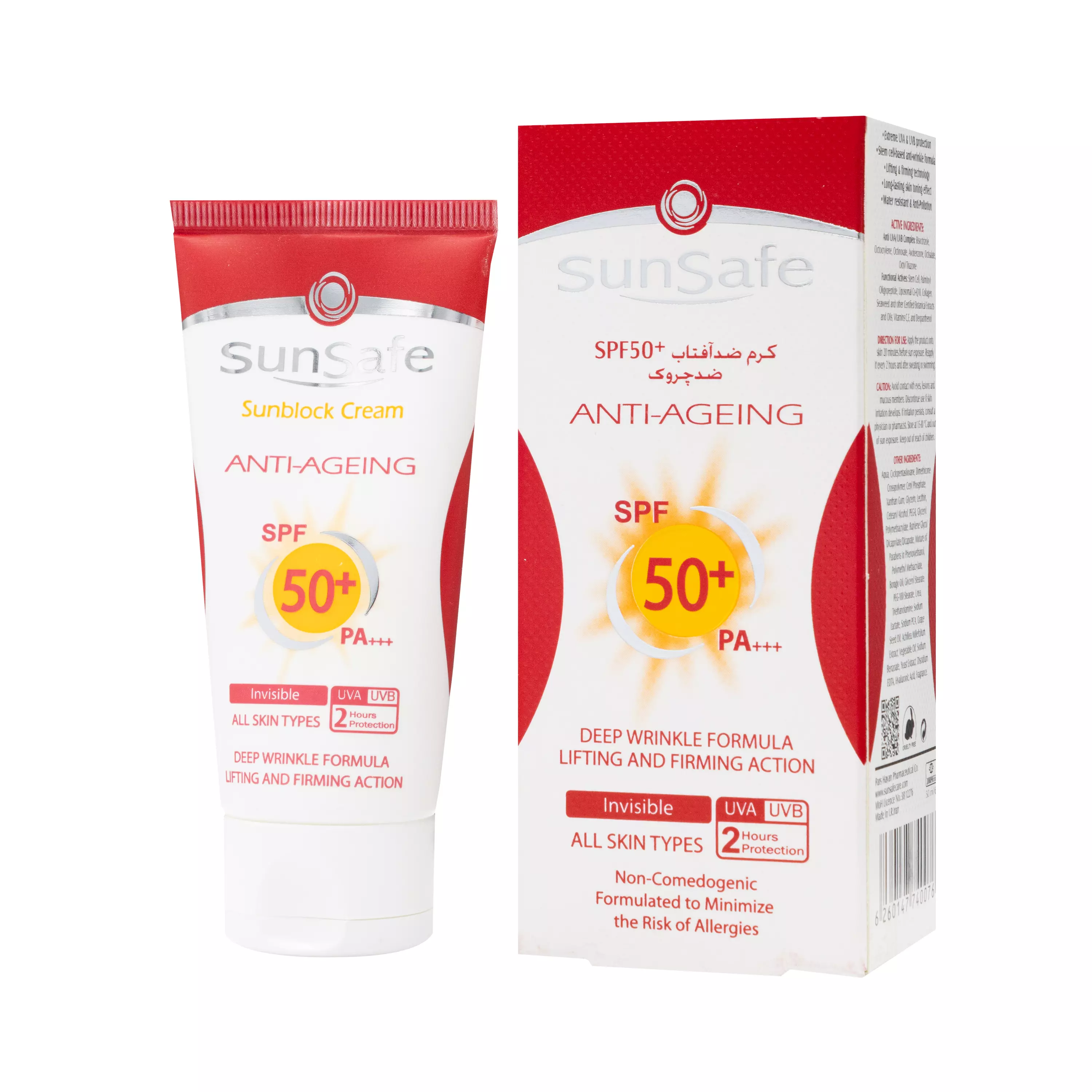 کرم ضد آفتاب ضد چروک SPF50 بدون رنگ سان سیف