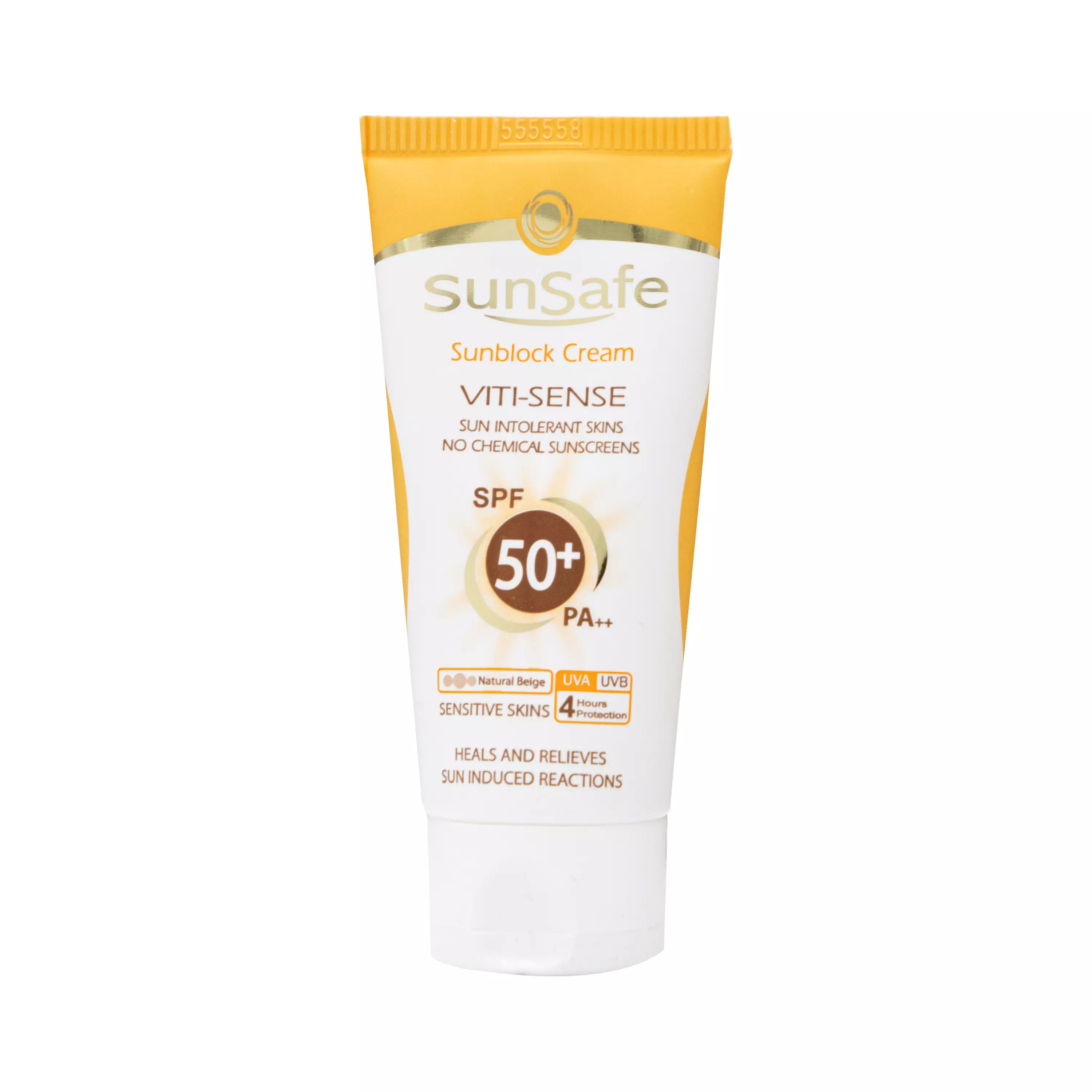 ضد آفتاب فاقد جاذب های شیمیایی SPF50 بژ طبیعی سان سیف