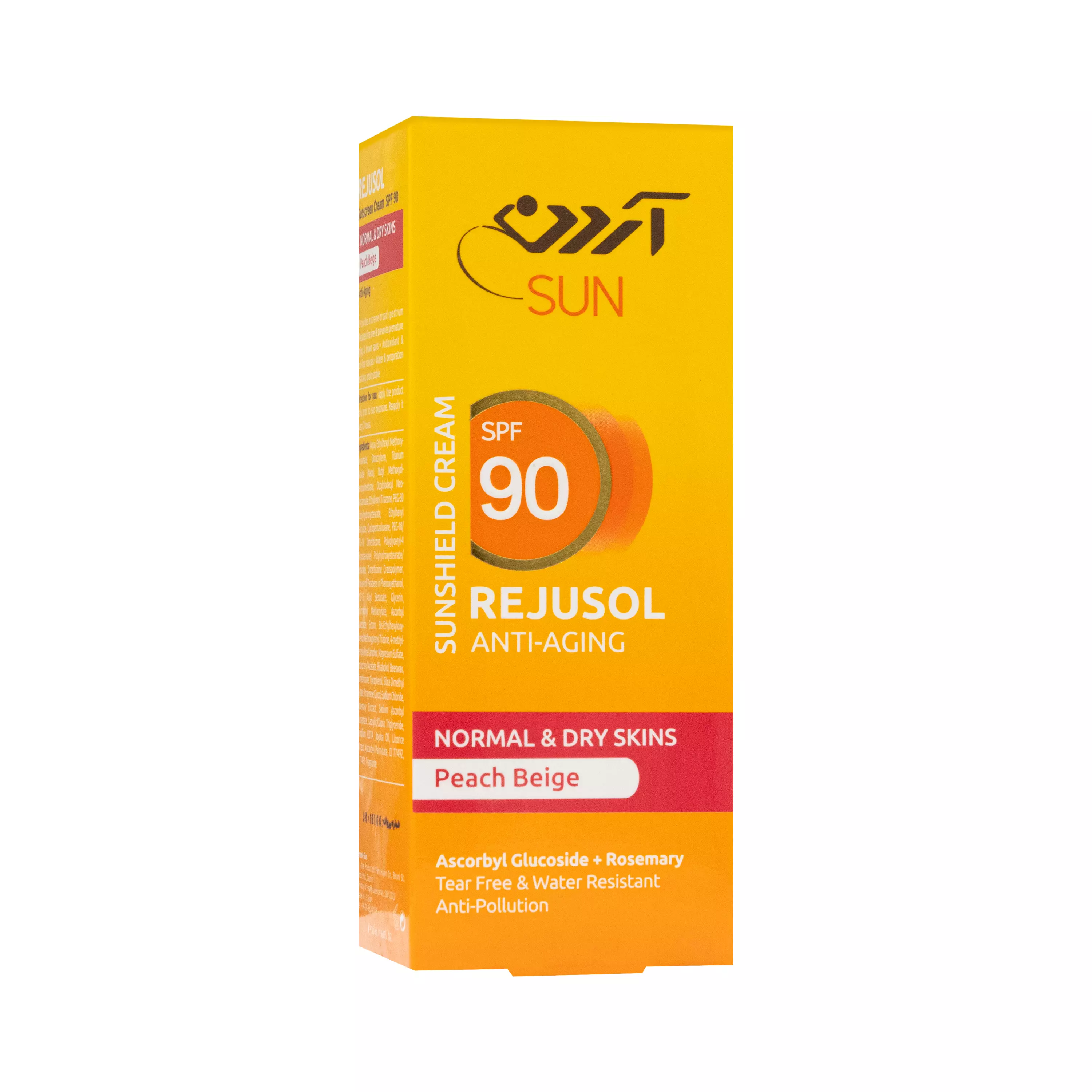 کرم ضد آفتاب SPF90 ضد چروک پوست معمولی و خشک رنگی بژ هلویی 50 گرم آردن