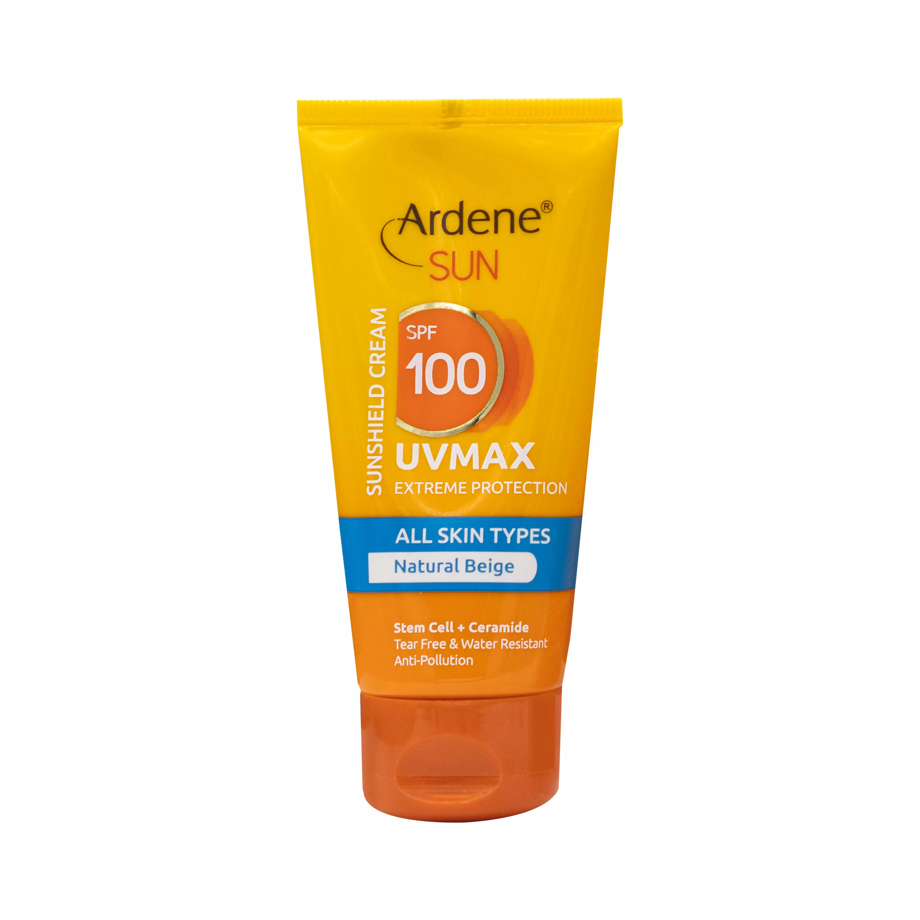 کرم ضد آفتاب SPF100 انواع پوست رنگی بژ طبیعی آردن سان