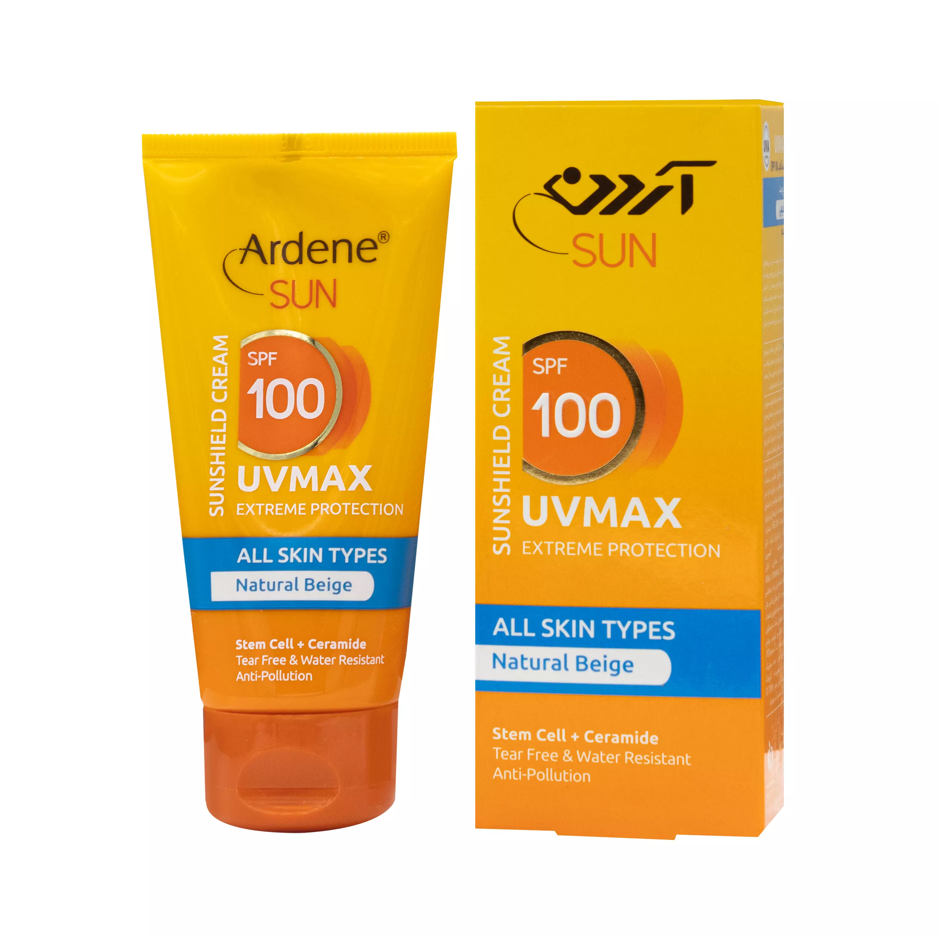 کرم ضد آفتاب SPF100 انواع پوست رنگی بژ طبیعی آردن سان