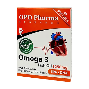 سافت ژل امگا 3 روغن ماهی 1250 میلی گرم 30 عددی او پی دی فارما