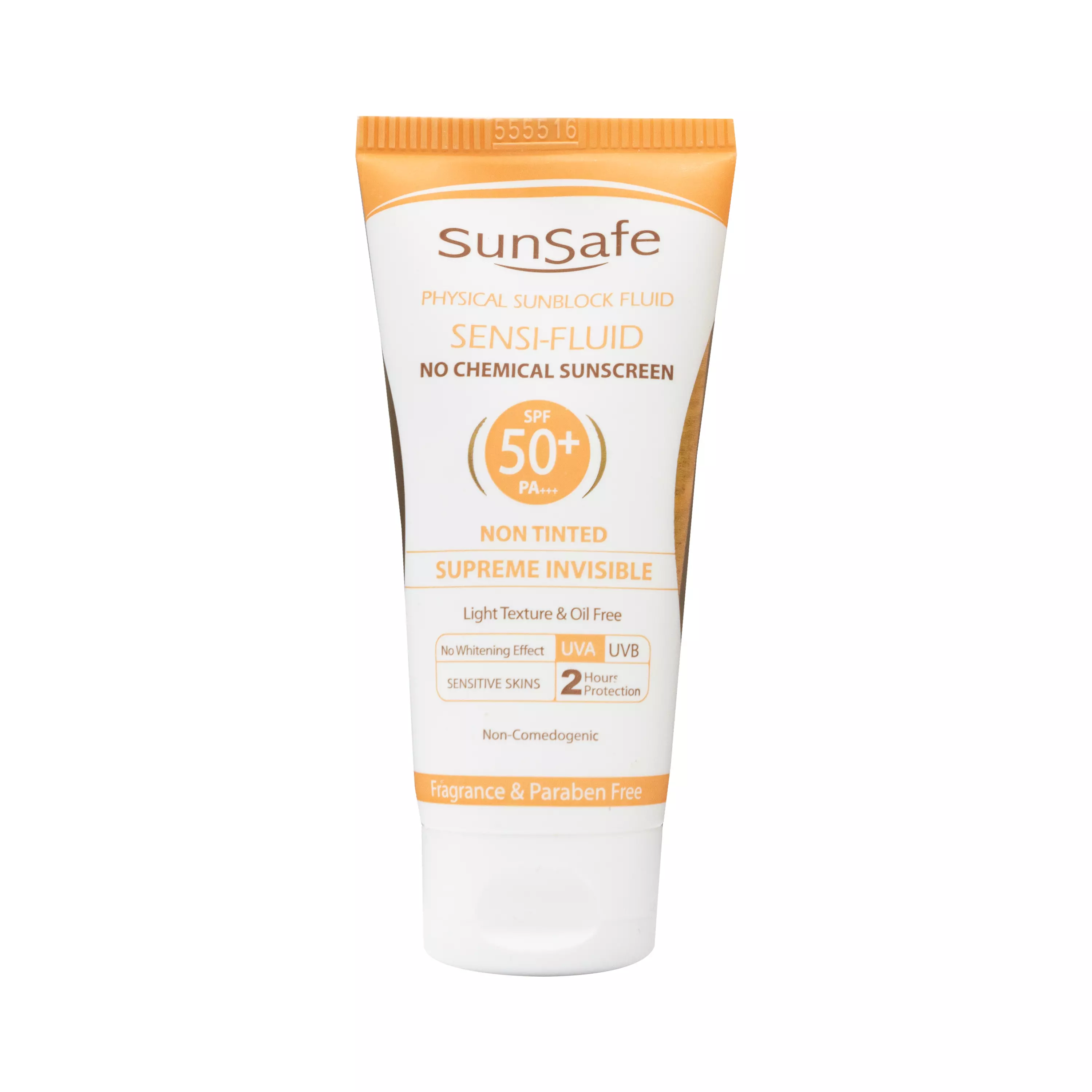 کرم ضد آفتاب SPF50 فاقد جاذب های شیمیای بدون رنگ سان سیف