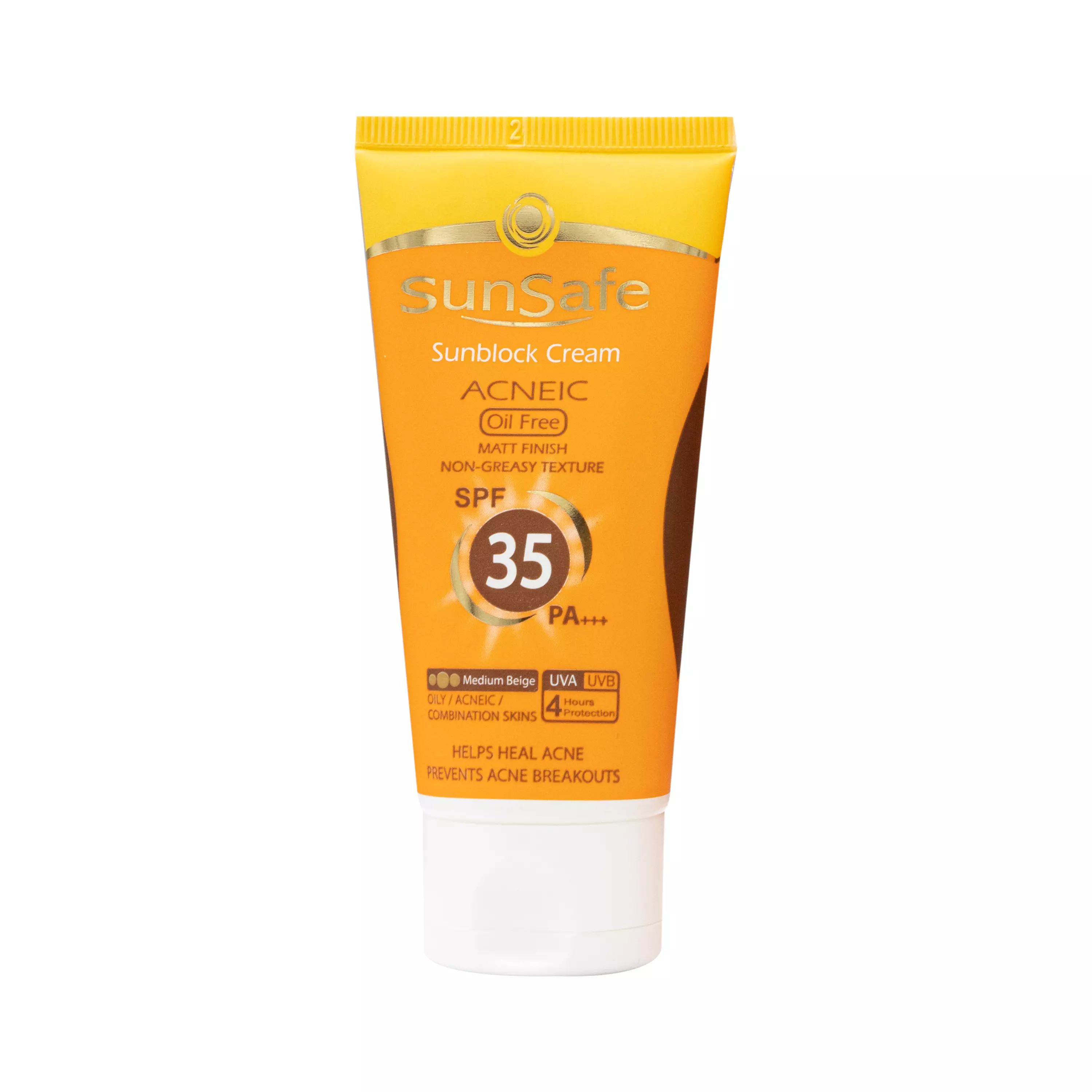 کرم ضد آفتاب SPF35 کرم پودری ACNEIC بژ متوسط 50 میلی لیتر سان سیف