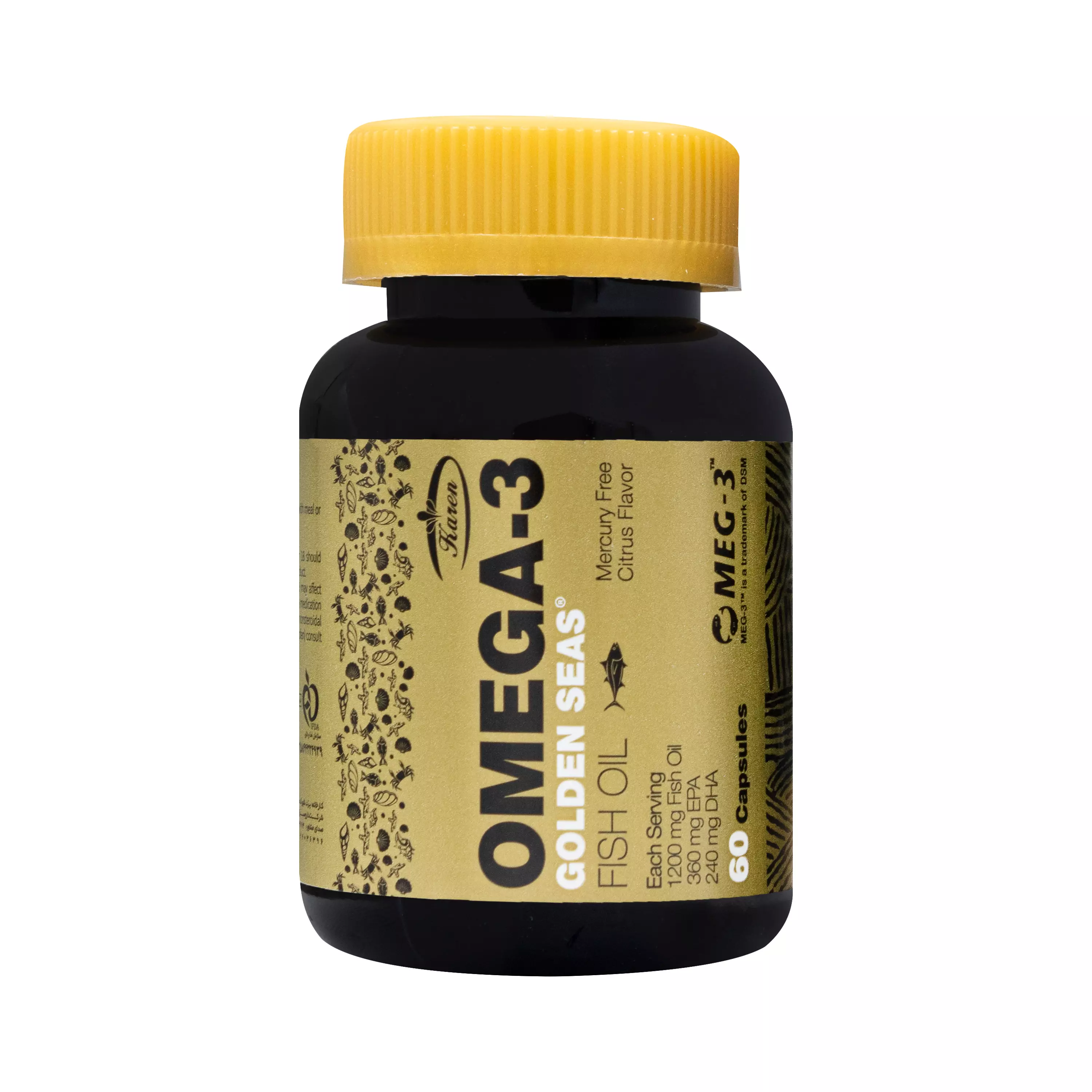 کپسول امگا 3 گلدن سیز 60 عددی قوطی کارن