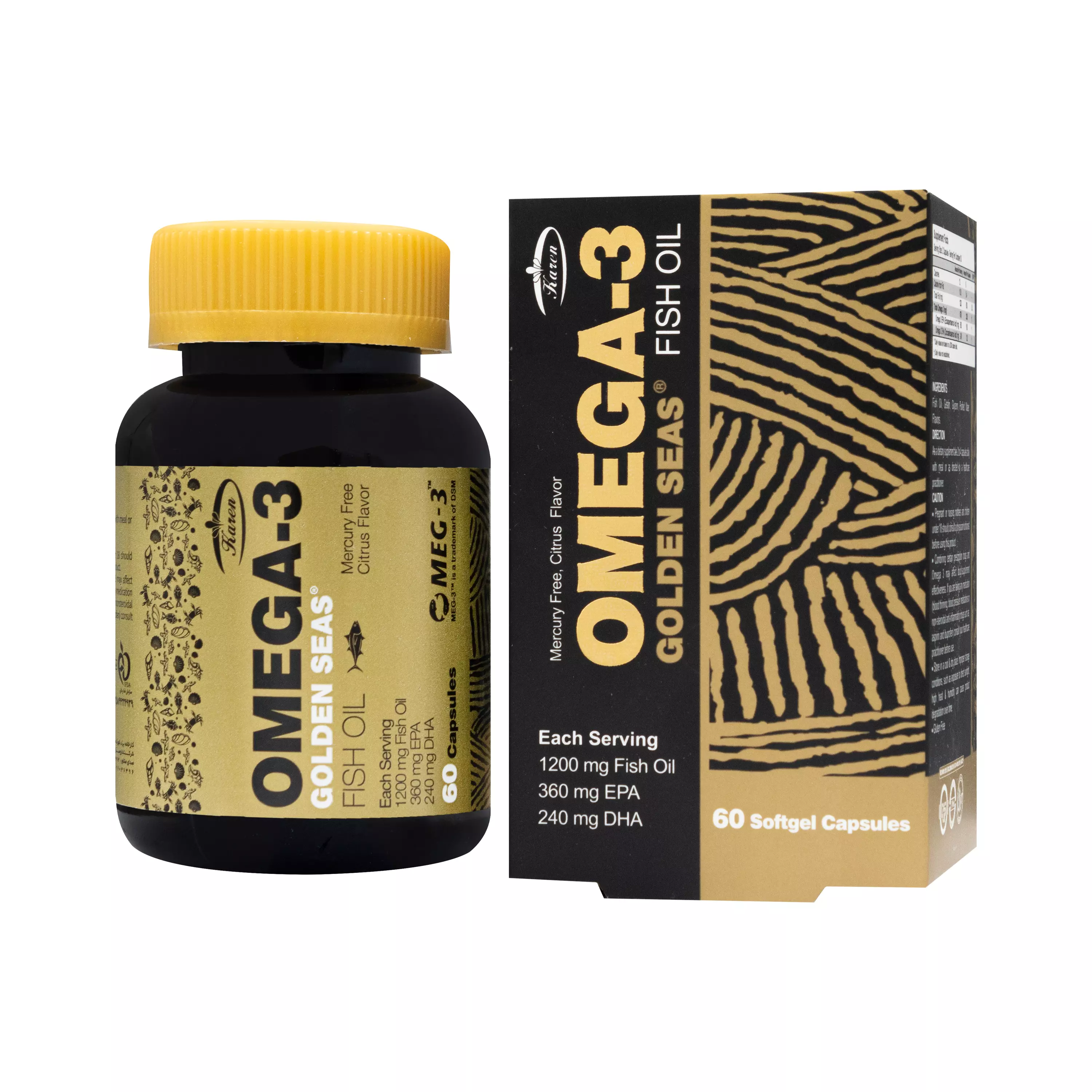 کپسول امگا 3 گلدن سیز 60 عددی قوطی کارن