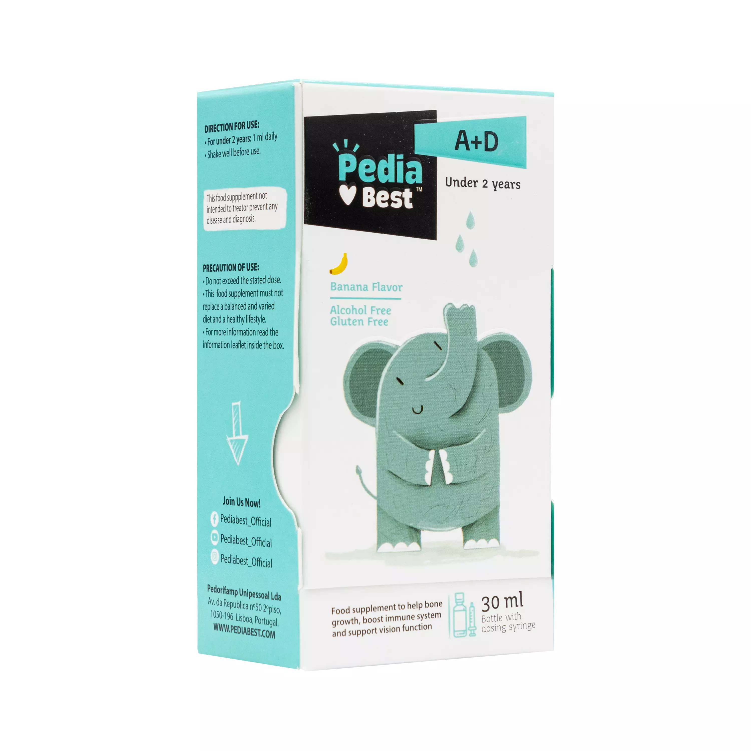 قطره ویتامین آ+د با طعم موز 30 میلی لیتر پدیابست