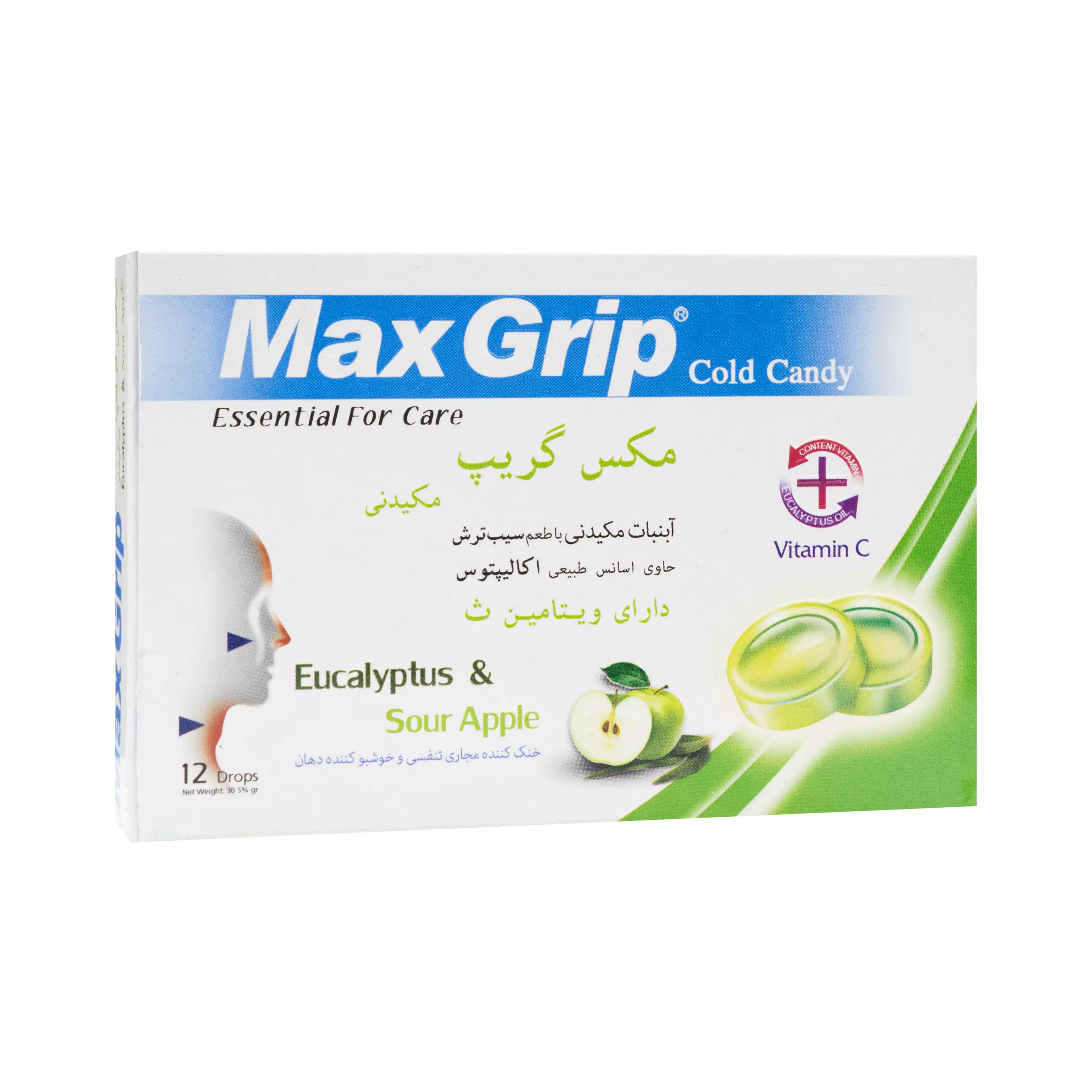 آبنبات مکیدنی با طعم سیب ترش 12 عددی مکس گریپ