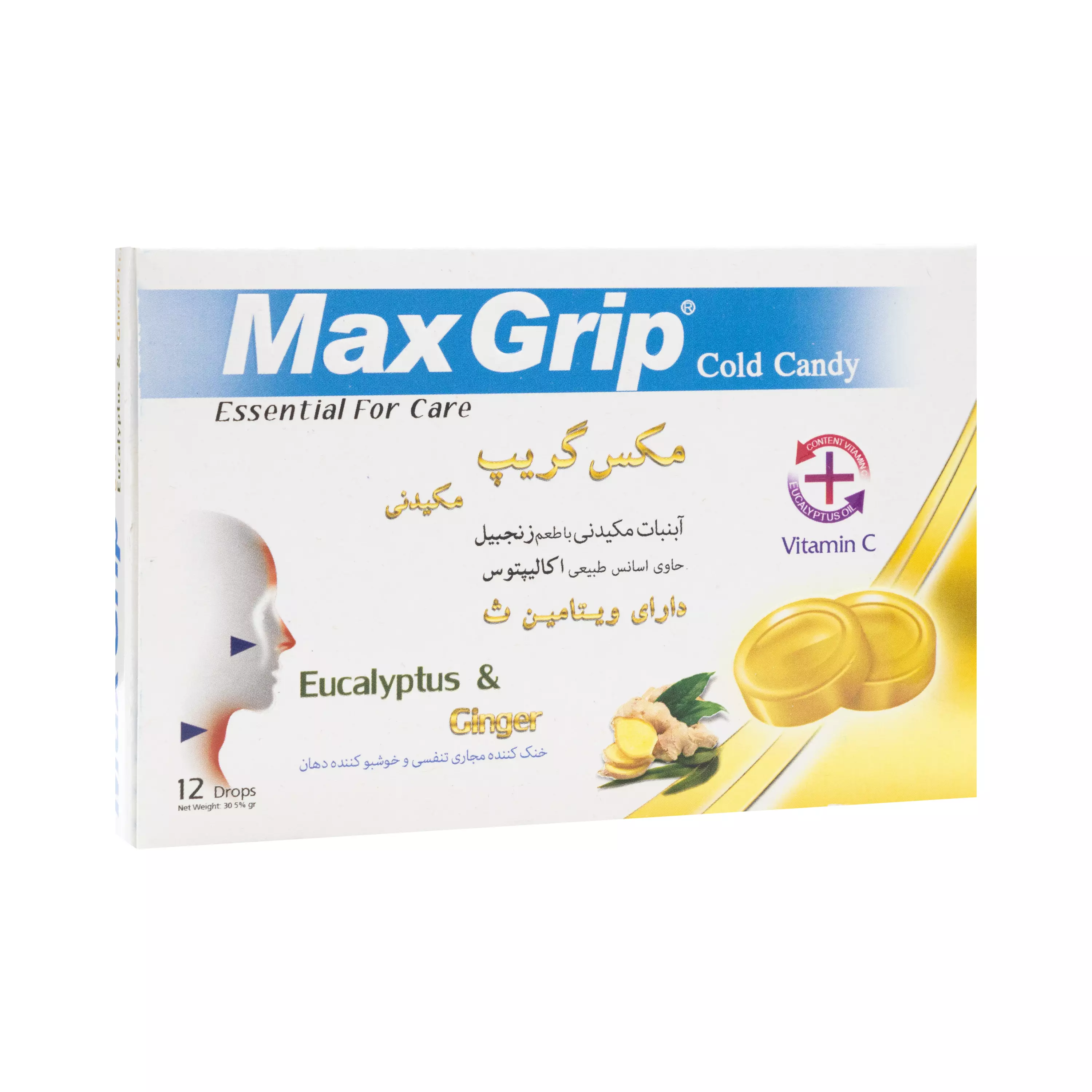 آبنبات مکیدنی با طعم زنجبیل 12 عددی مکس گریپ