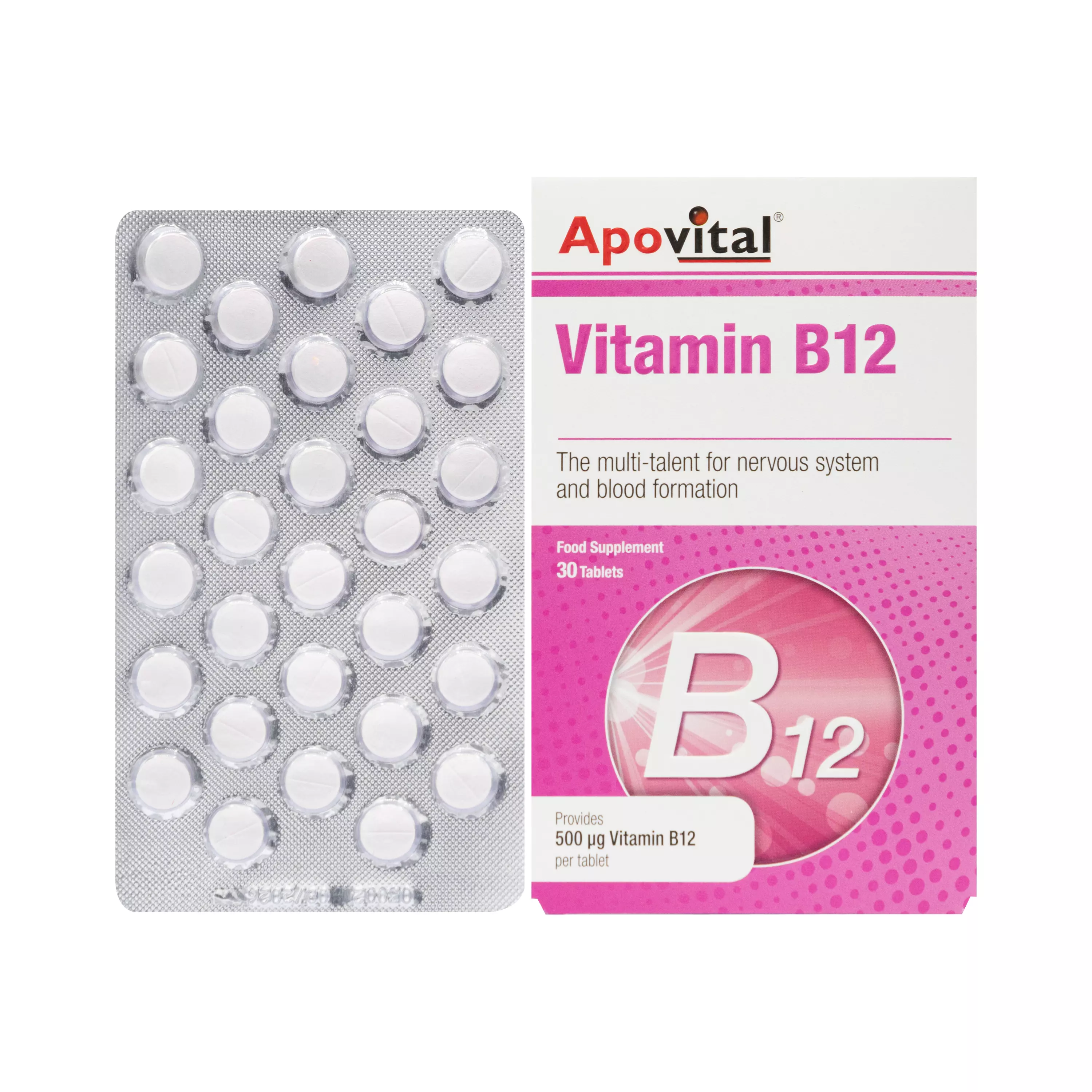 قرص ویتامین ب12 500 میکروگرم 30 عددی آپوویتال