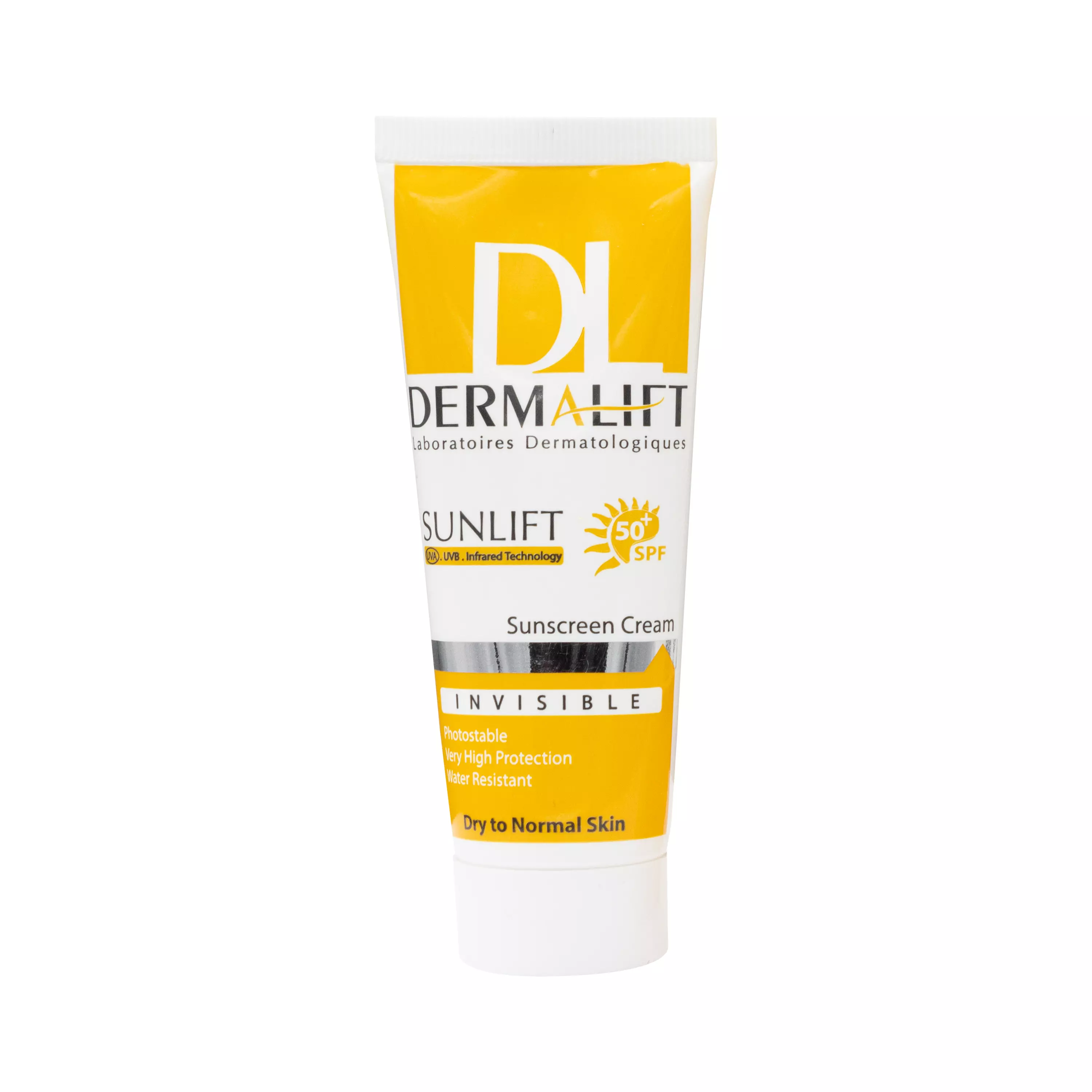کرم ضد آفتاب SPF50 بدون رنگ پوست خشک درمالیفت