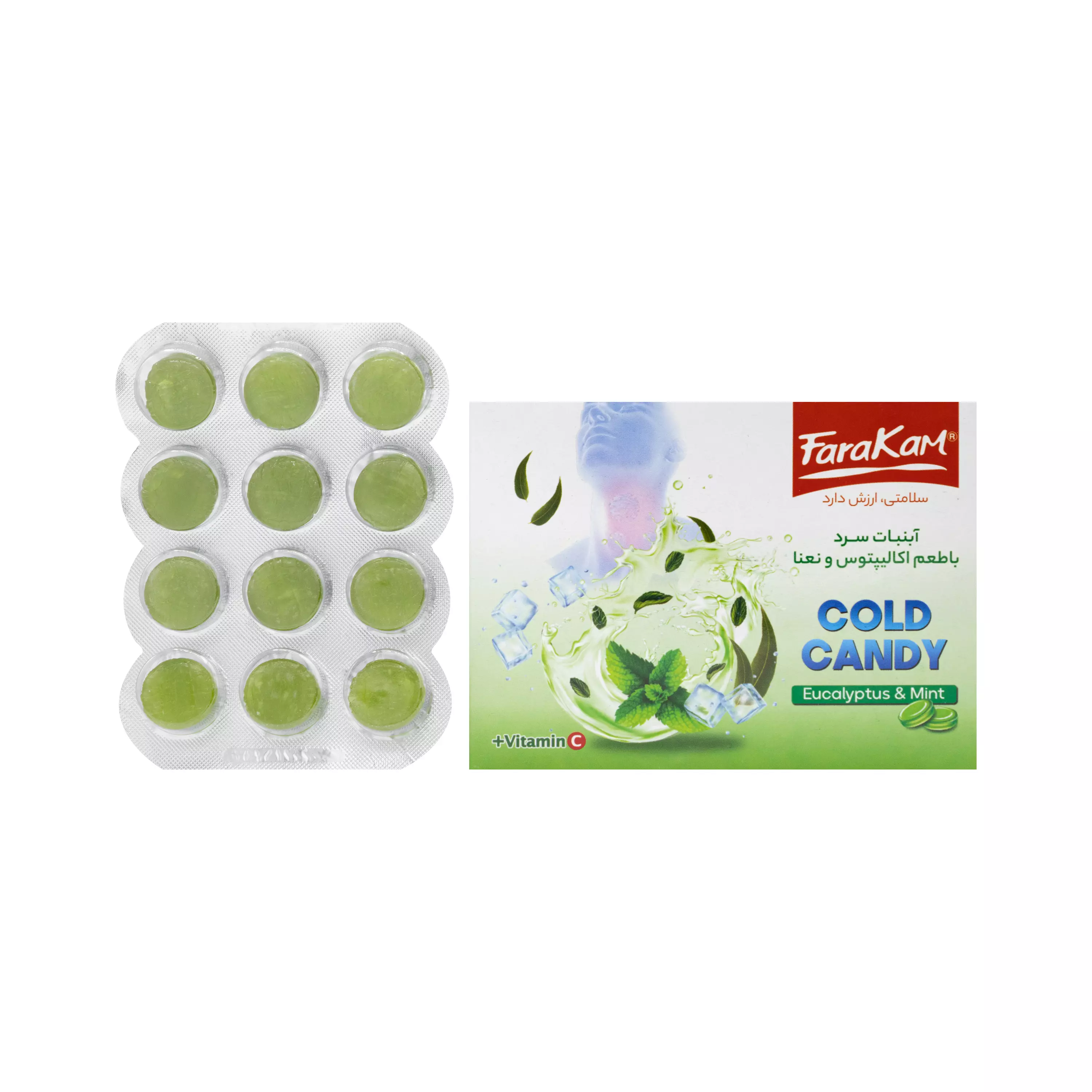 آبنبات سرد با طعم نعناع و اکالیپتوس 12 عددی فراکام امین