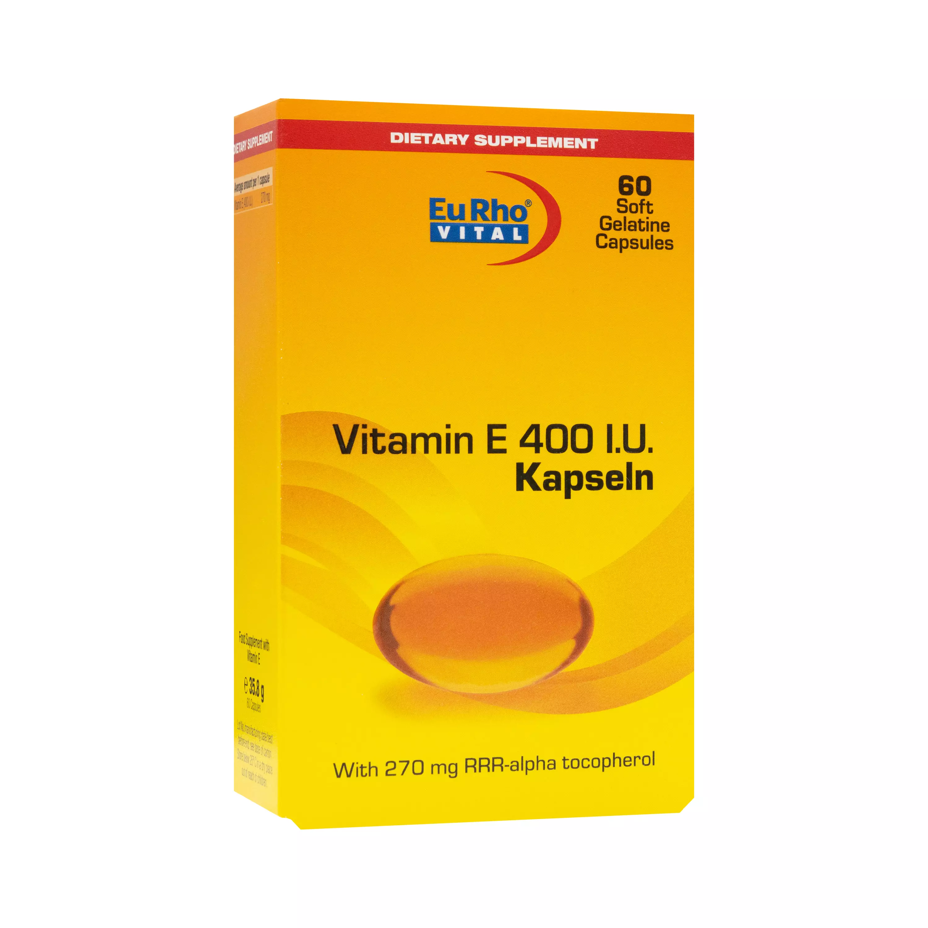 کپسول ژلاتینی نرم ویتامین ای 400 واحدی 60 عددی یورو ویتال