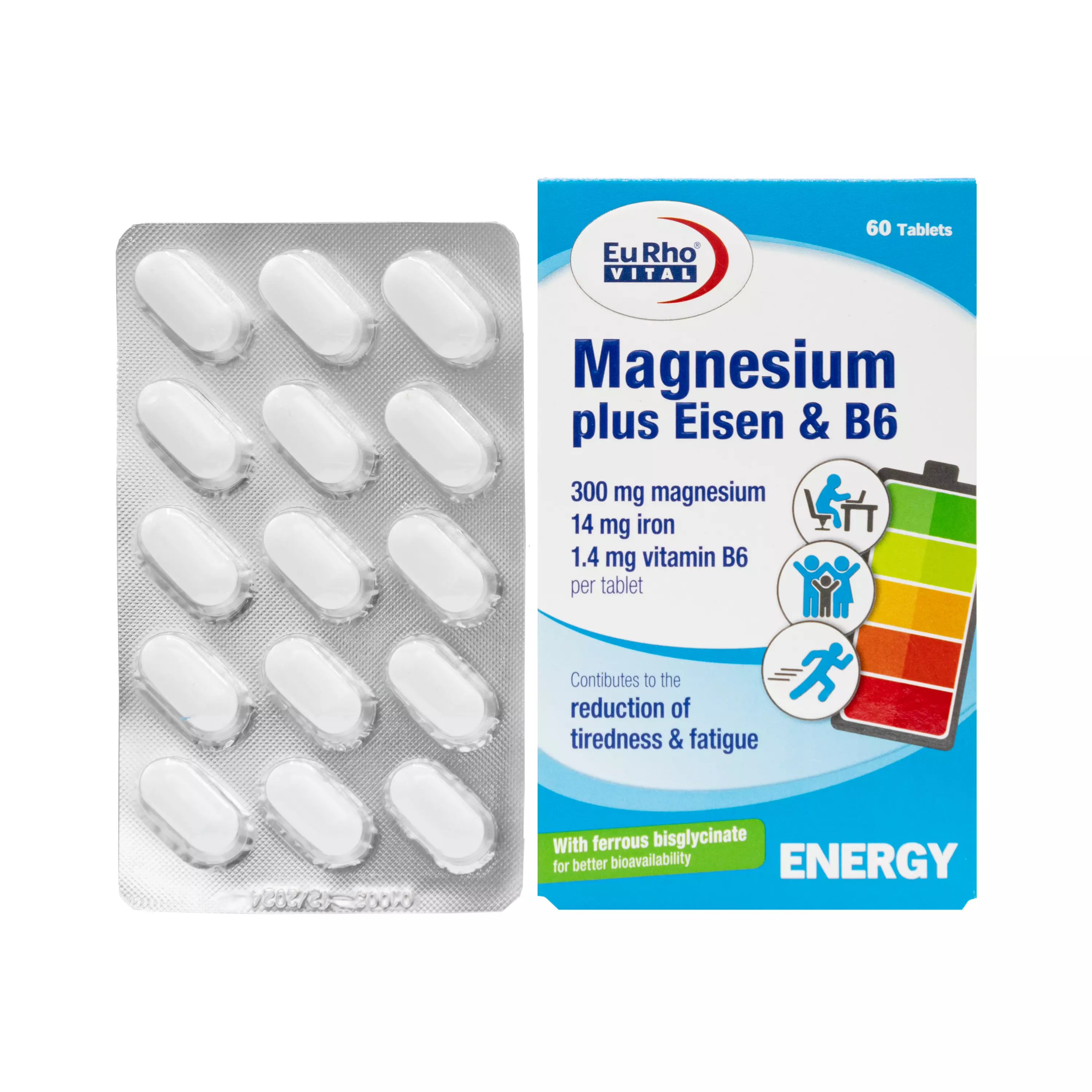 قرص منیزیم پلاس آیزن و ب6 یورو ویتال
