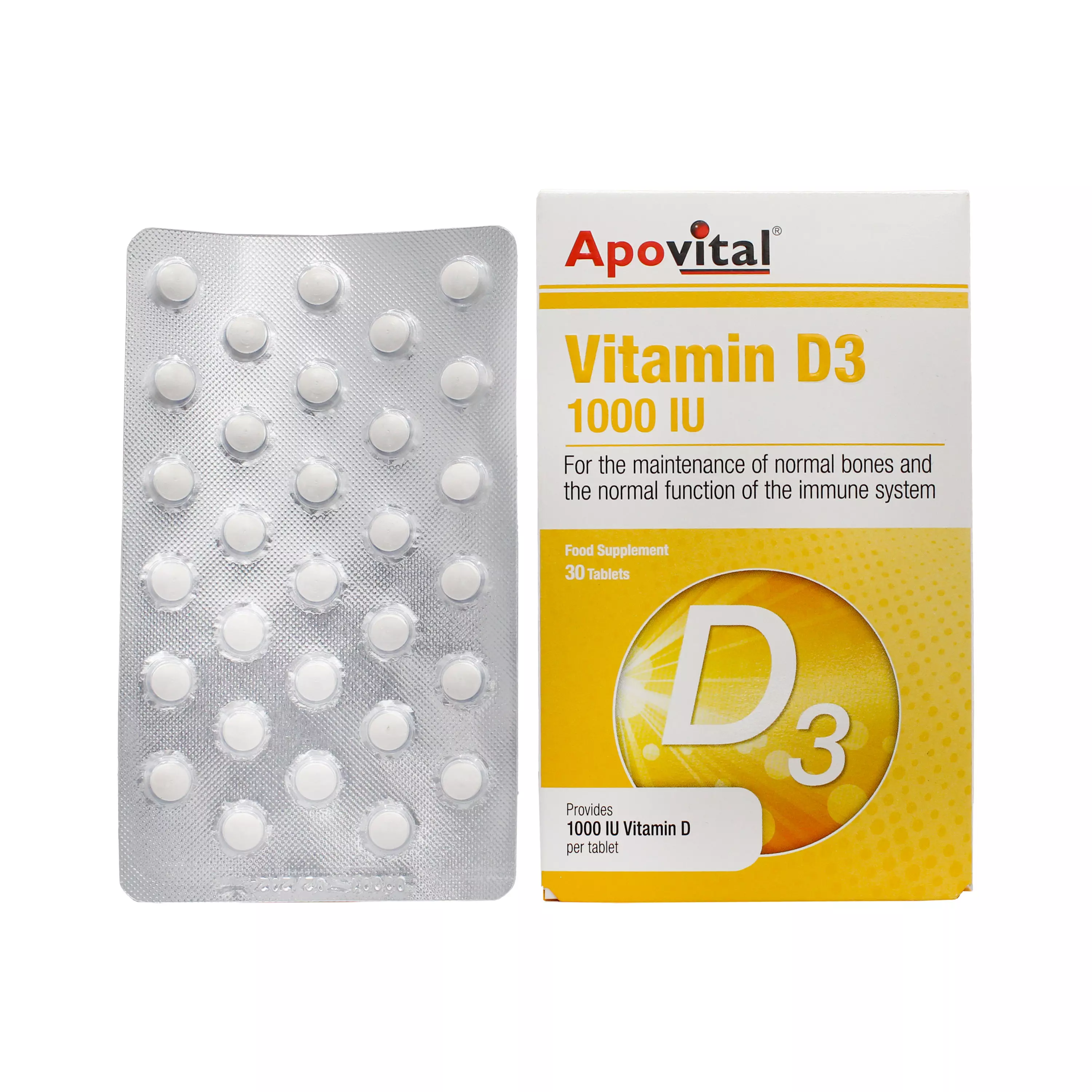 قرص ویتامین د3 1000 واحدی آپوویتال