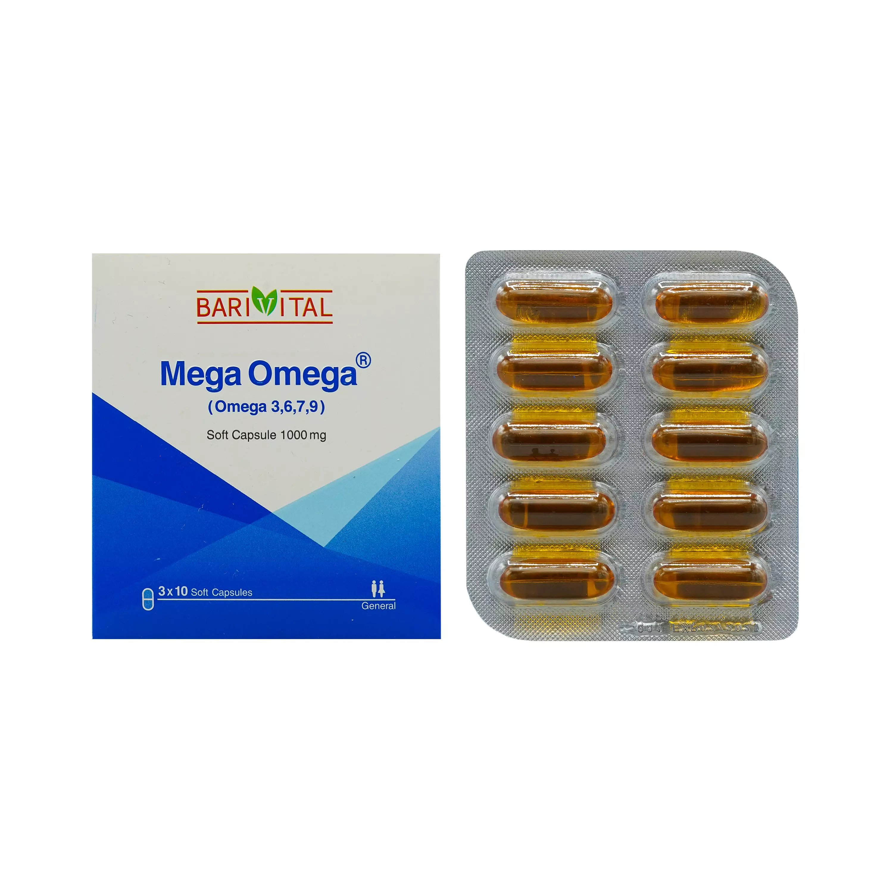 کپسول مگا امگا باریویتال بلیستر 30 عددی باریج اسانس