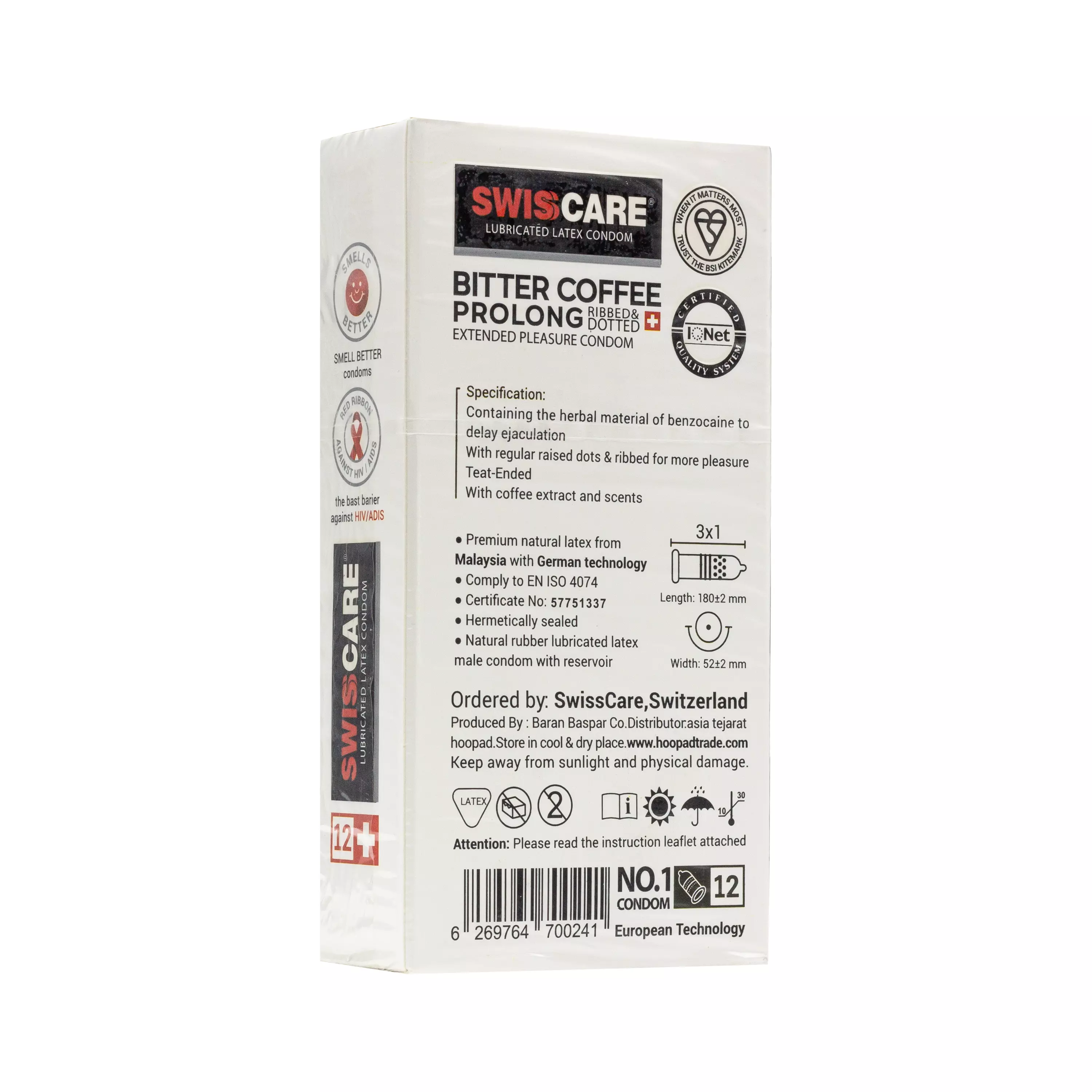 کاندوم BITTER COFFEE PROLONG قهوه تلخ 12 عددی سوئیس کر