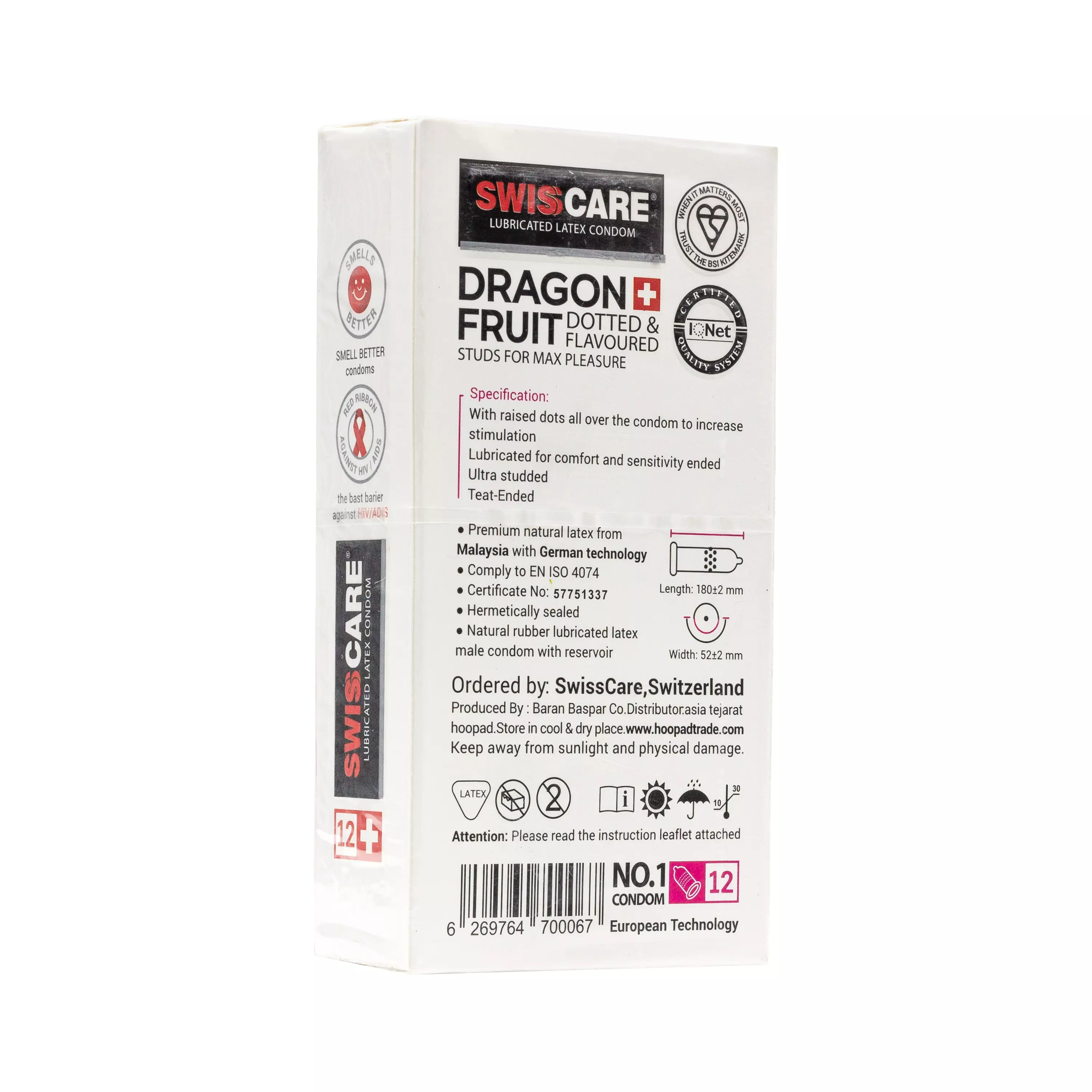 کاندوم DRAGON FRUIT دراگون فروت 12 عددی سوئیس کر