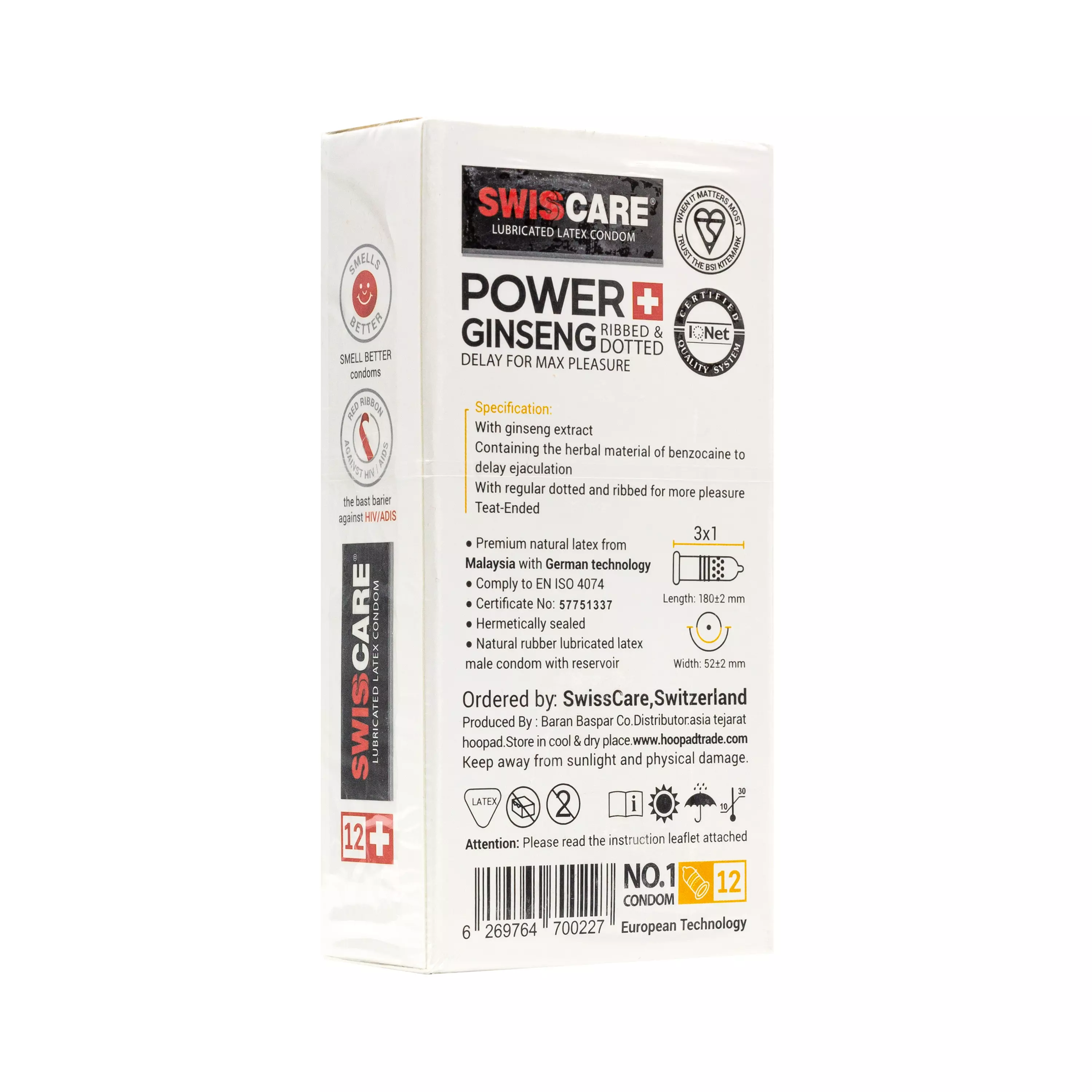 کاندوم POWER GINSENG جینسینگ 12 عددی سوئیس کر
