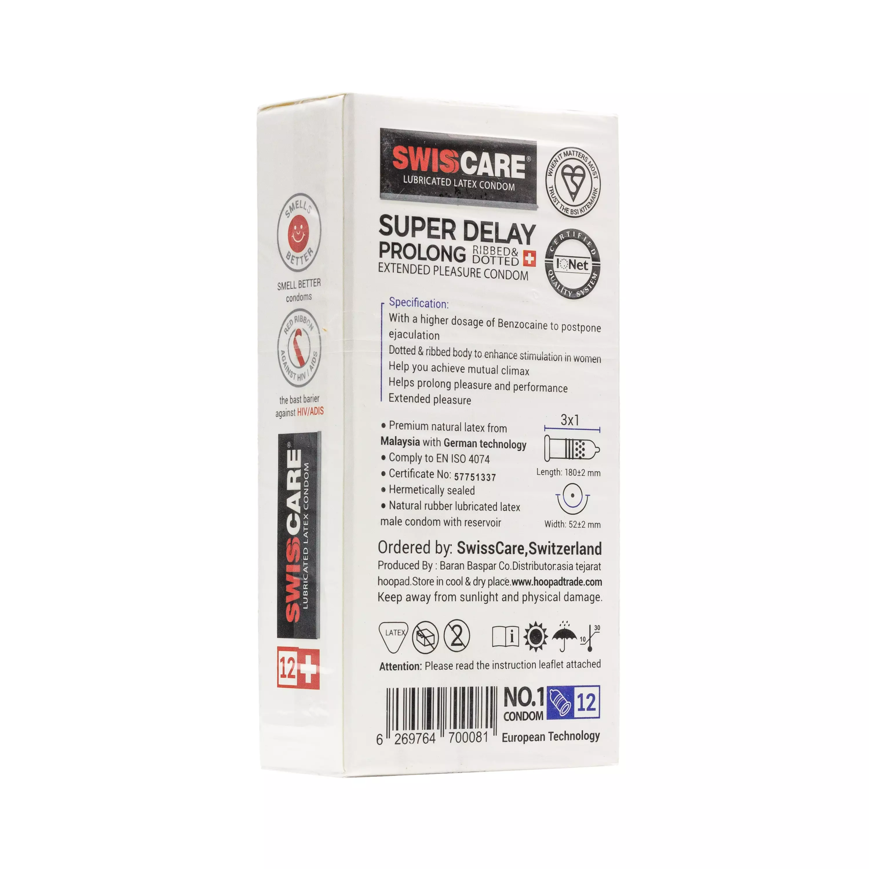 کاندوم SUPER DELAY PROLONG فوق تاخیری سوئیس کر