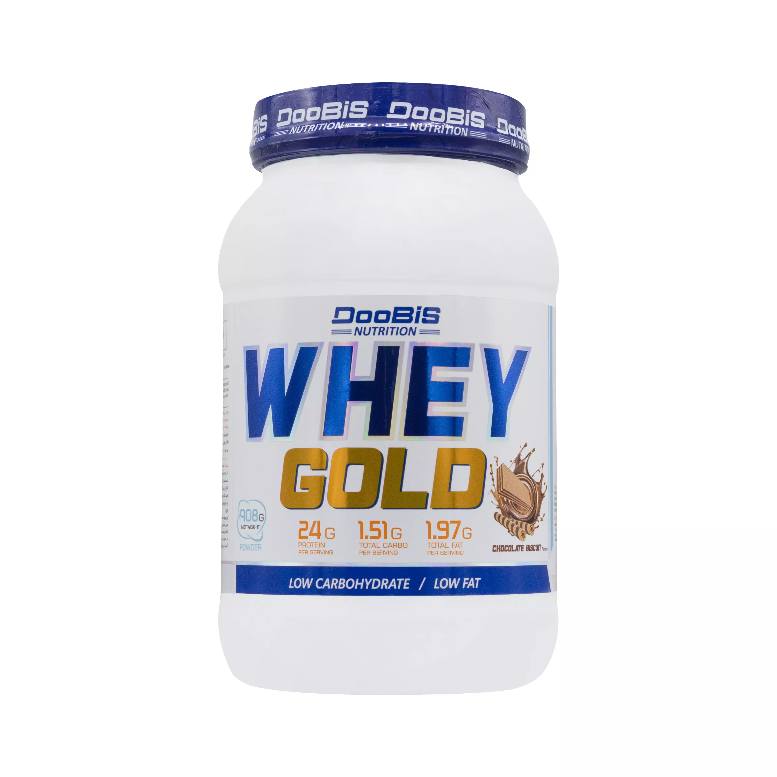 پودر وی گلد بیسکوییت شکلاتی 908 گرمی دوبیس