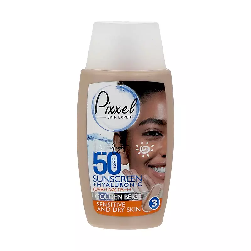 کرم ضد آفتاب SPF50 پوست خشک رنگ بژ طلایی پیکسل