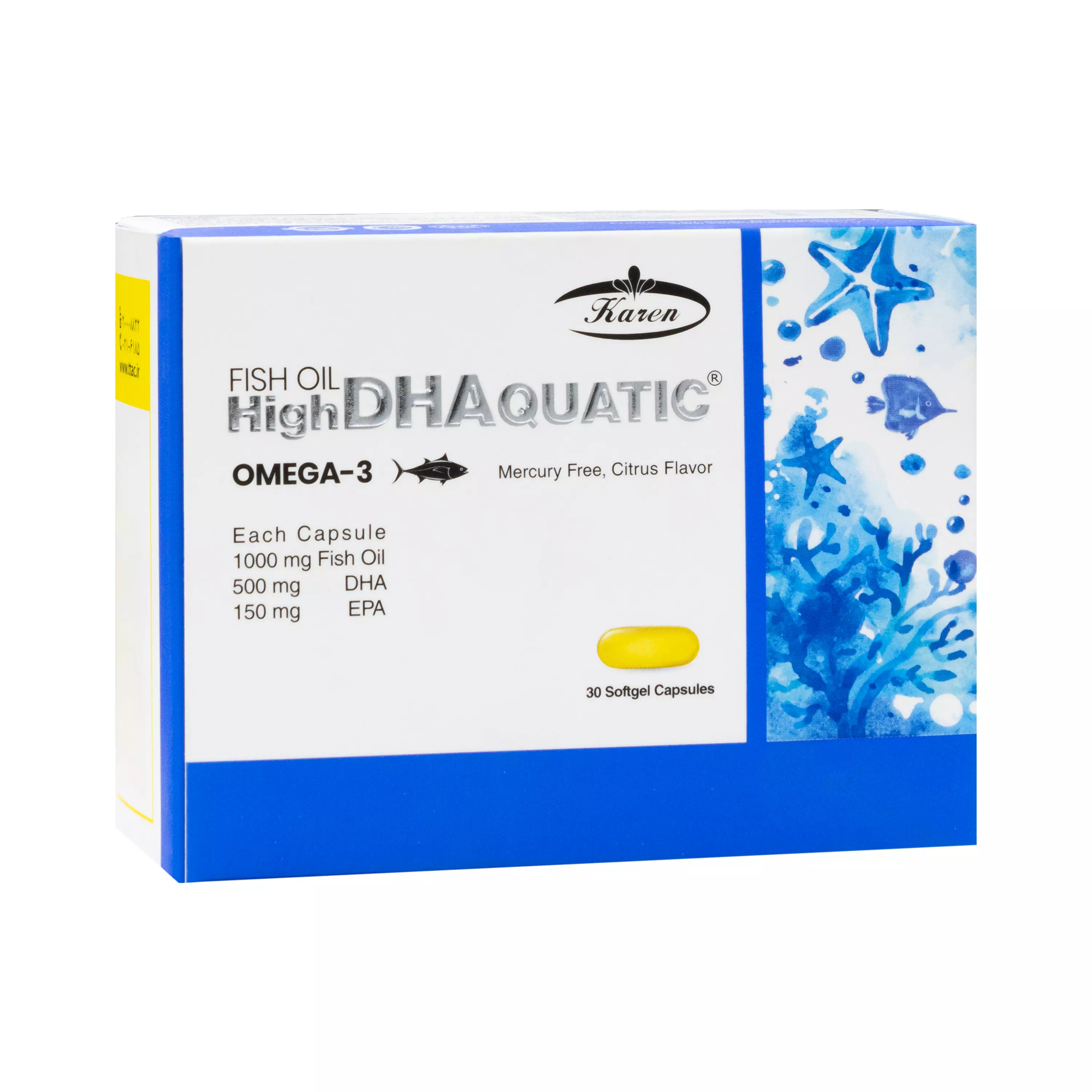 کپسول نرم امگا 3 دی اچ ای بالا آکواتیک کارن