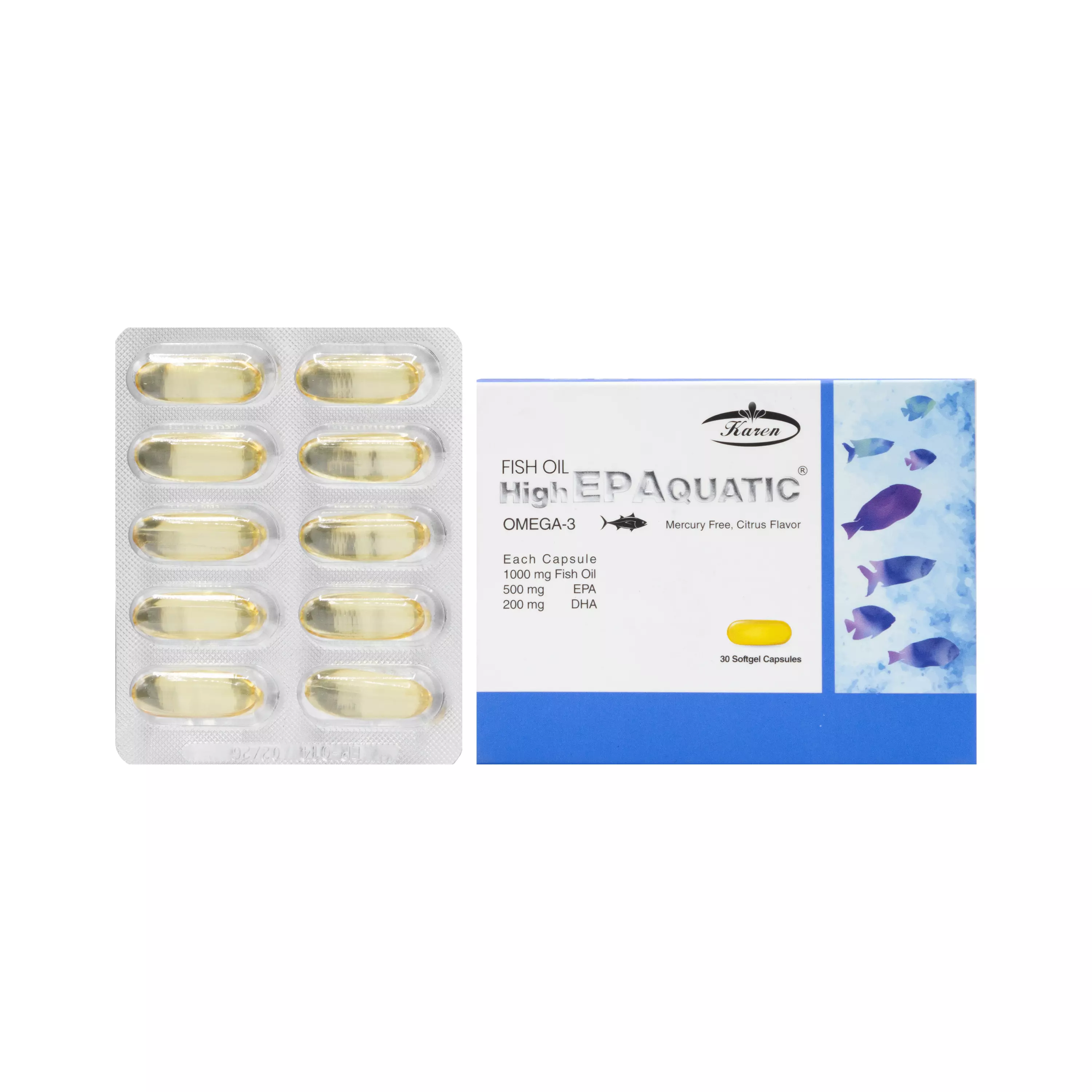 کپسول نرم امگا 3 ای پی ای بالا آکواتیک کارن