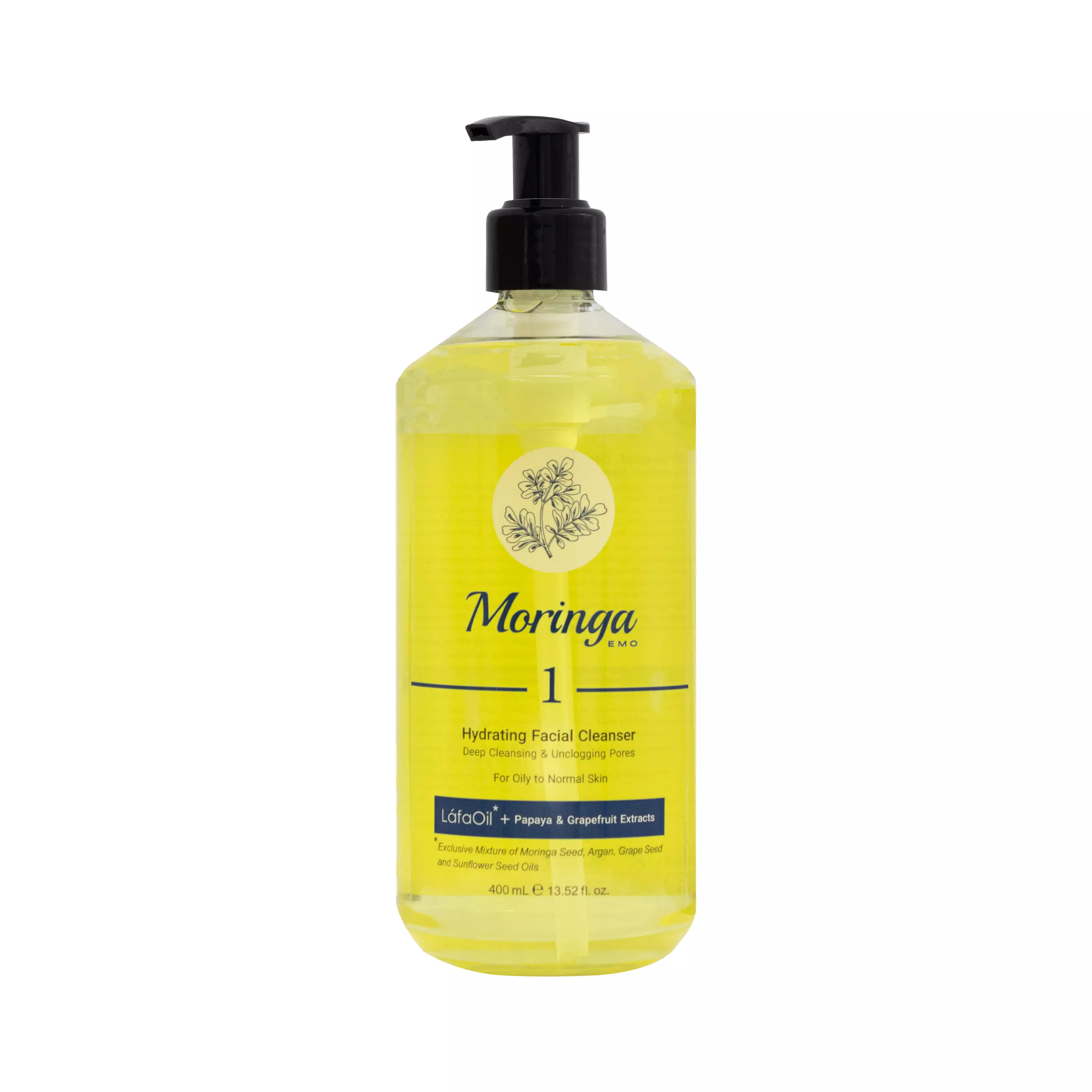 ژل شستشو آبرسان صورت شماره 1 حجم 400 میلی لیتری مورینگا امو