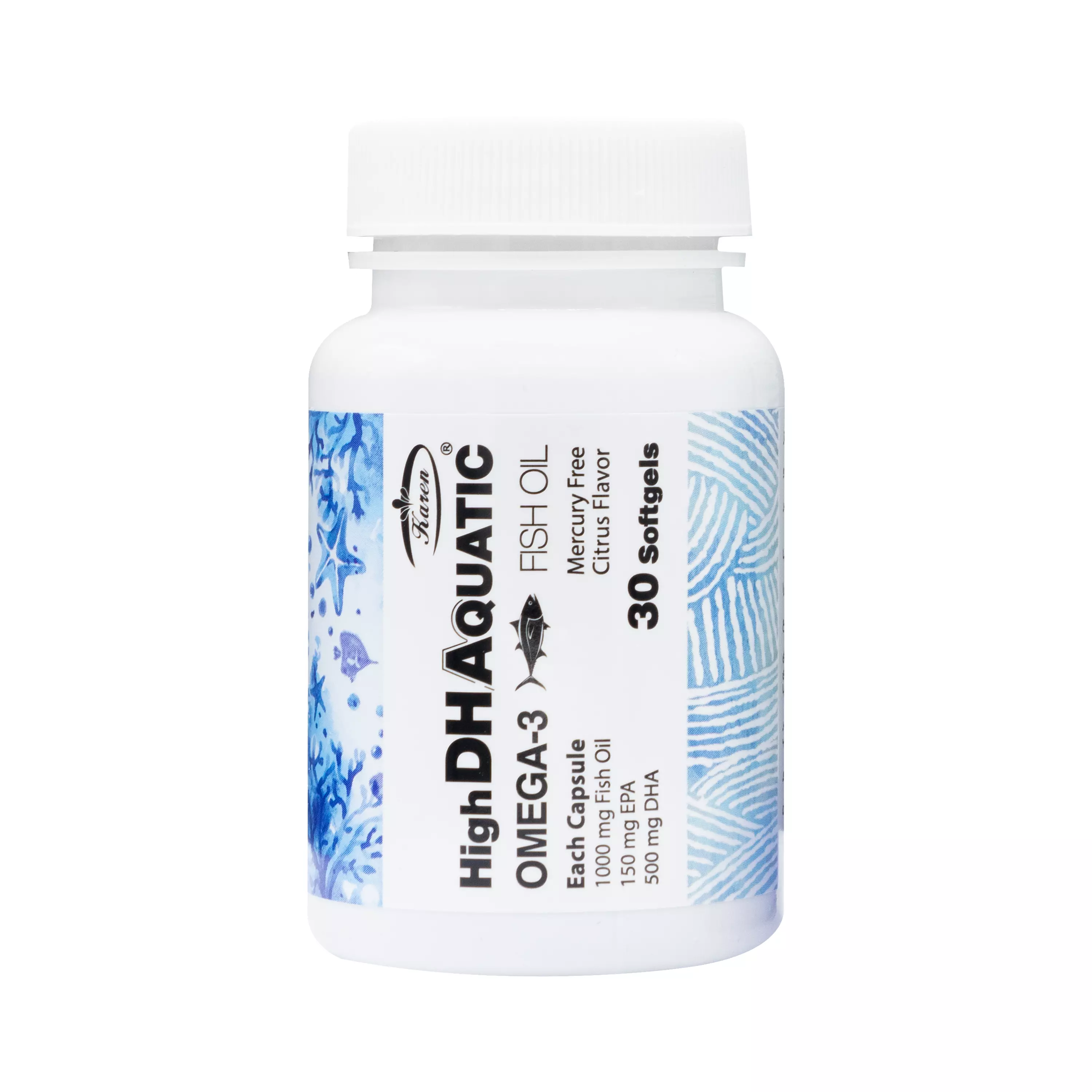 کپسول نرم امگا 3 دی اچ ای بالا آکواتیک قوطی کارن