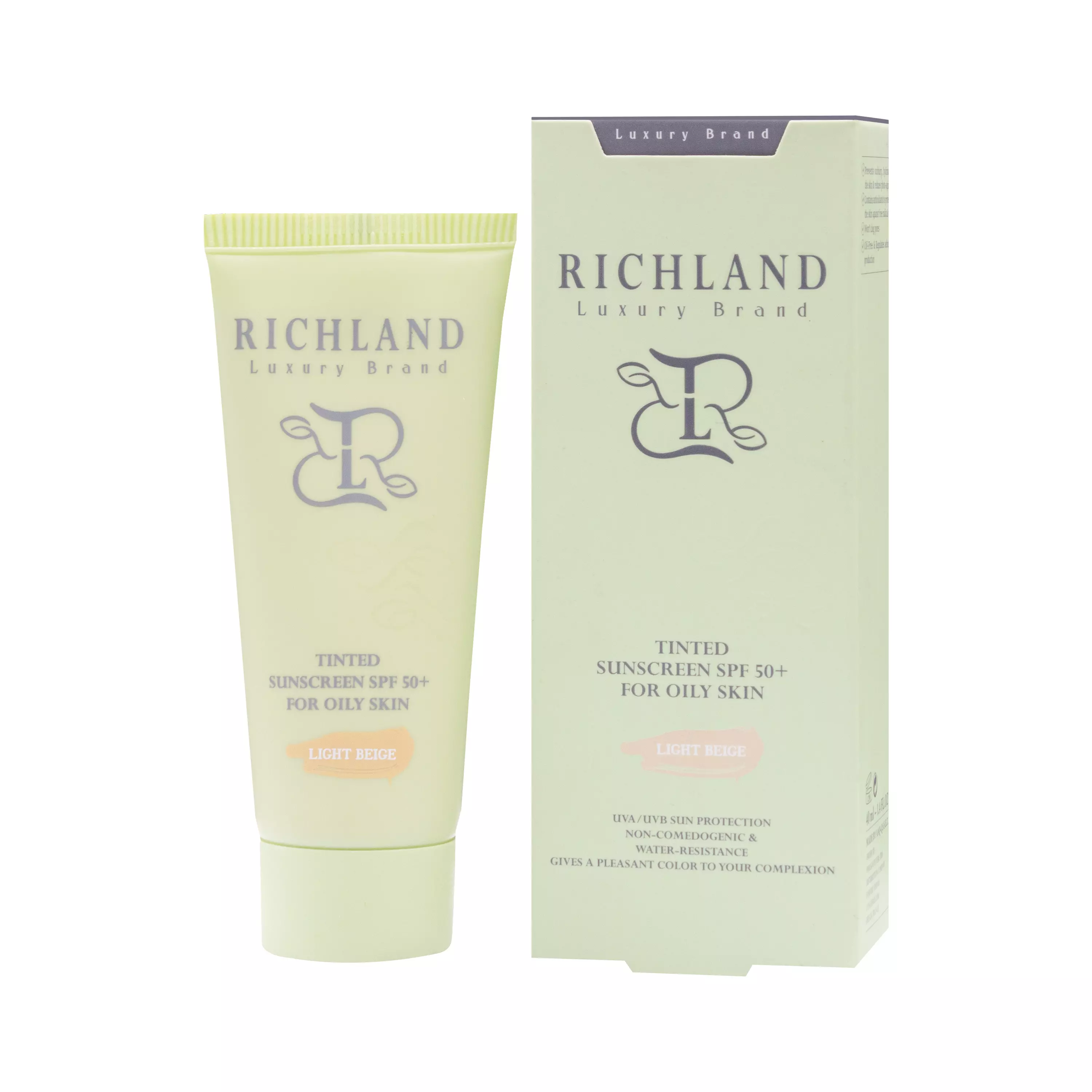 ضد آفتاب رنگی +spf50 پوست چرب بژ روشن ریچلند