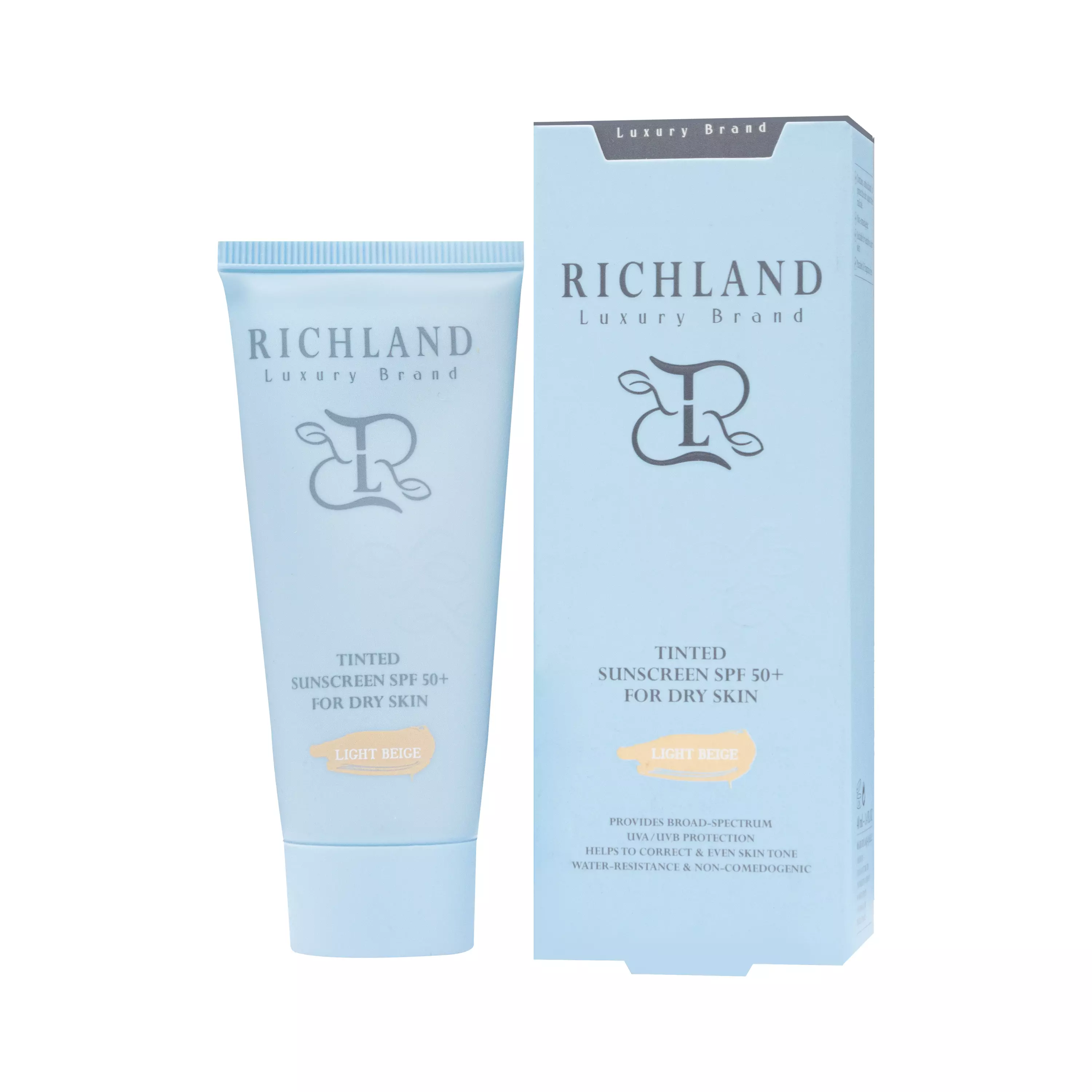 ضد آفتاب رنگی +spf50 پوست خشک بژ روشن ریچلند