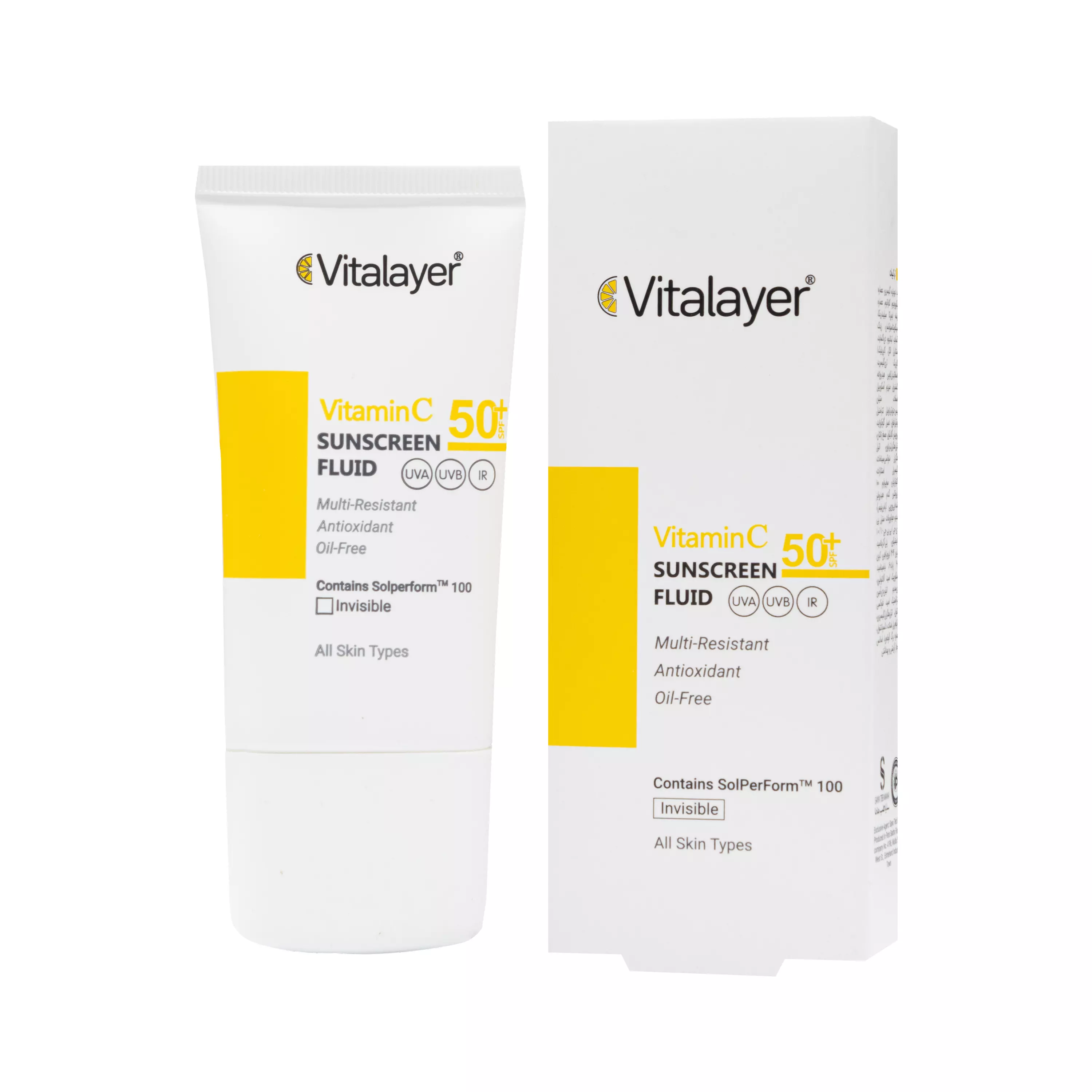 فلوئید ضد آفتاب ویتامین سی +SPF50 بی رنگ ویتالیر