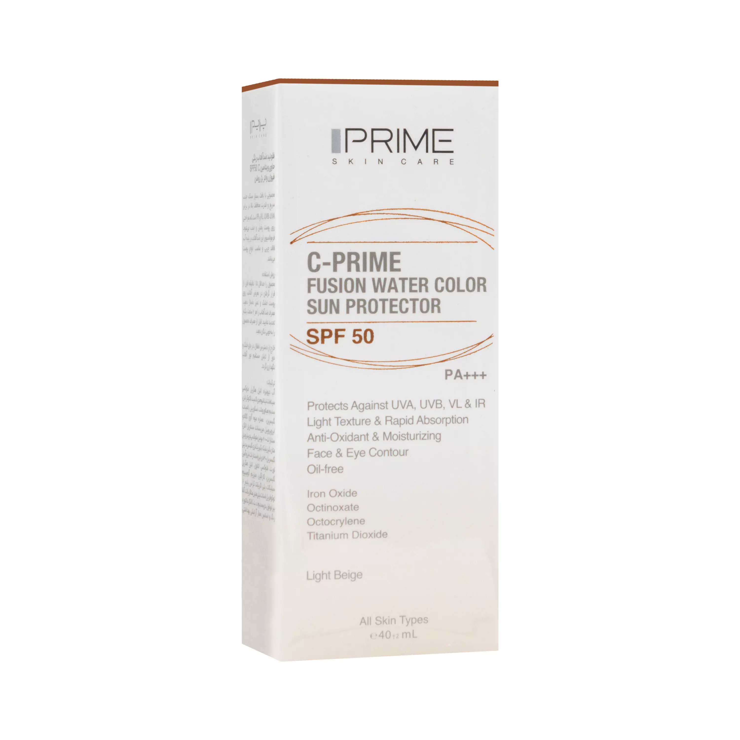 فلوئید ضد آفتاب spf50 بژ روشن فیوژن واتر پرایم