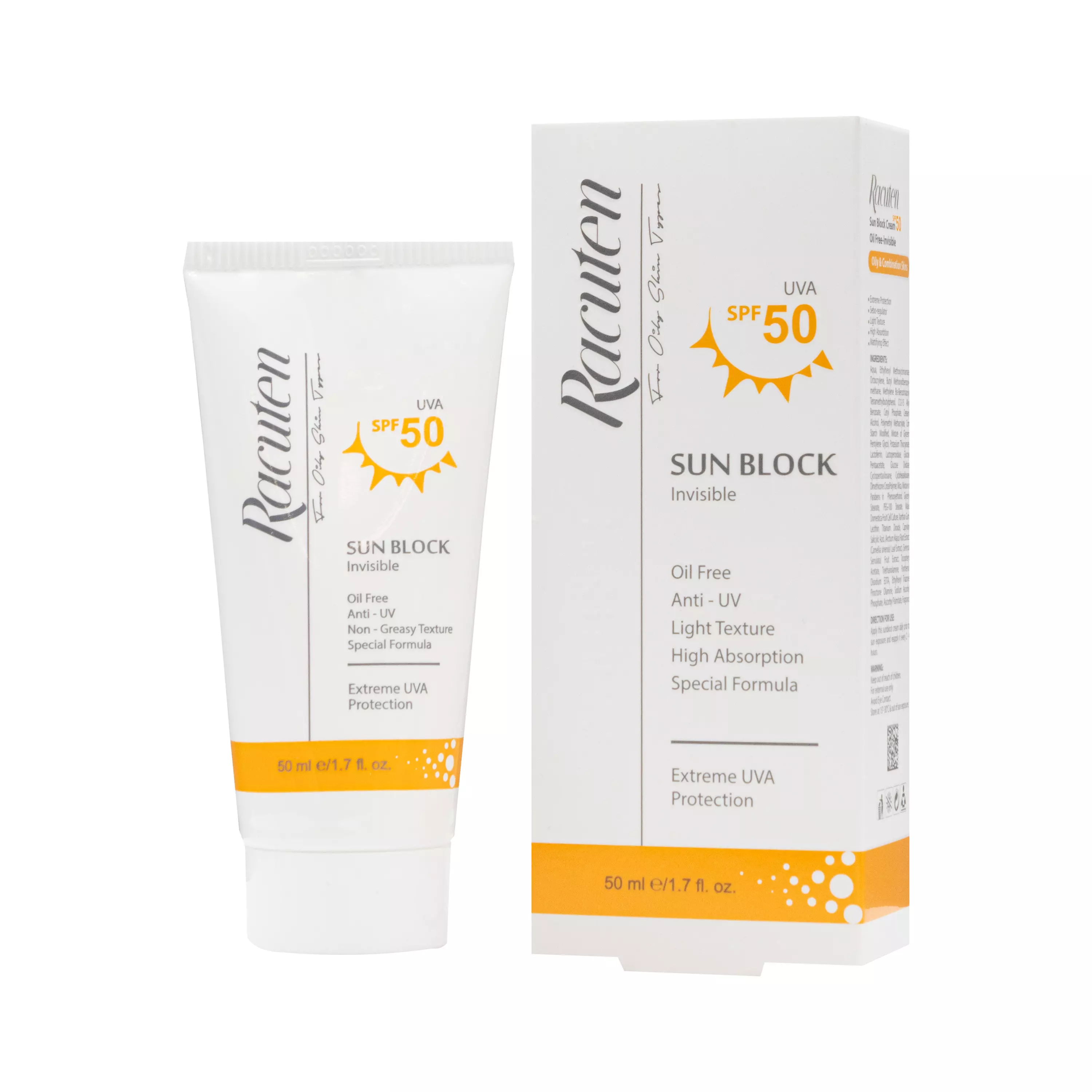 کرم ضد آفتاب SPF50 فاقد چربی بدون رنگ راکوتن