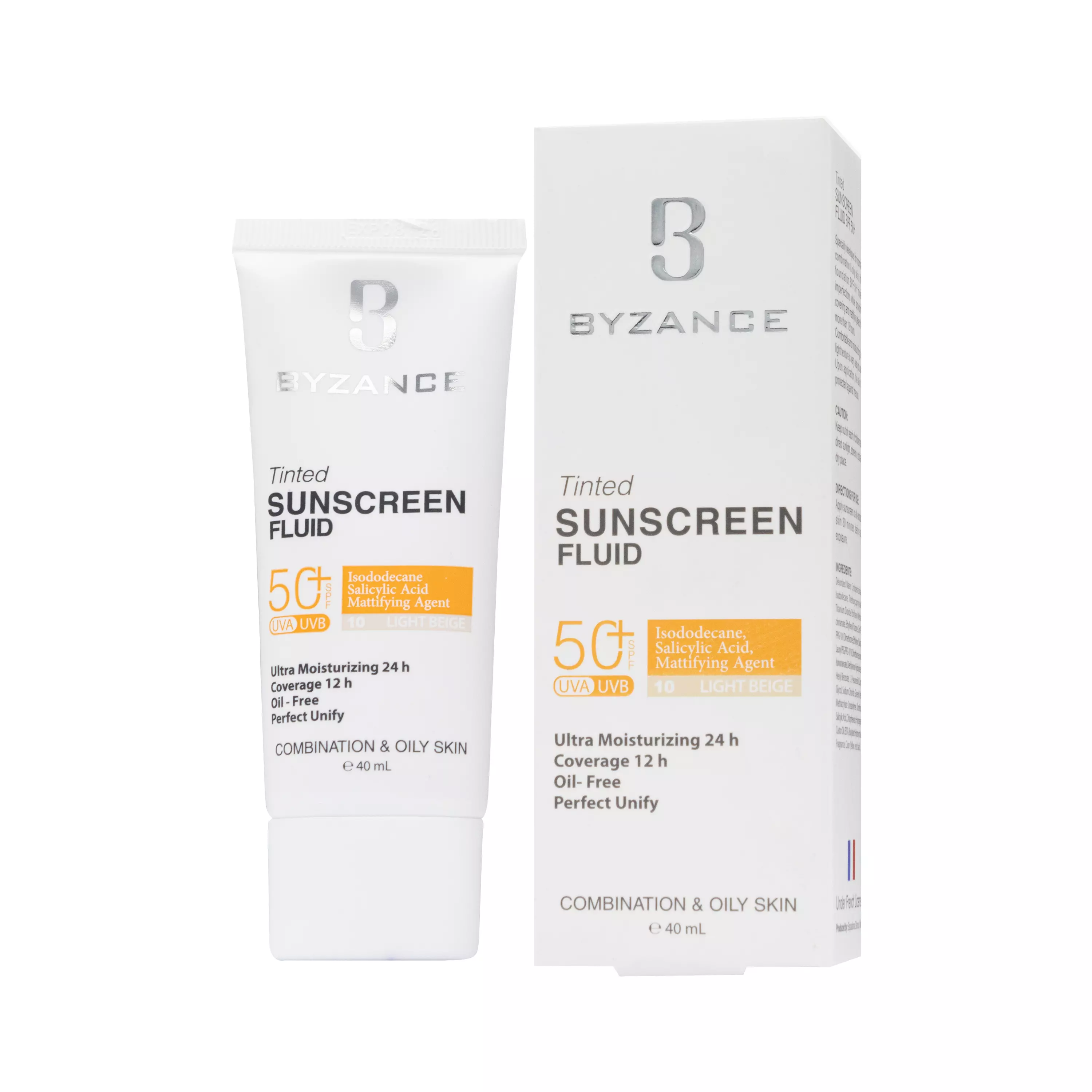 فلوئید ضد آفتاب رنگی SPF50 پوست چرب لایت بژ بیزانس