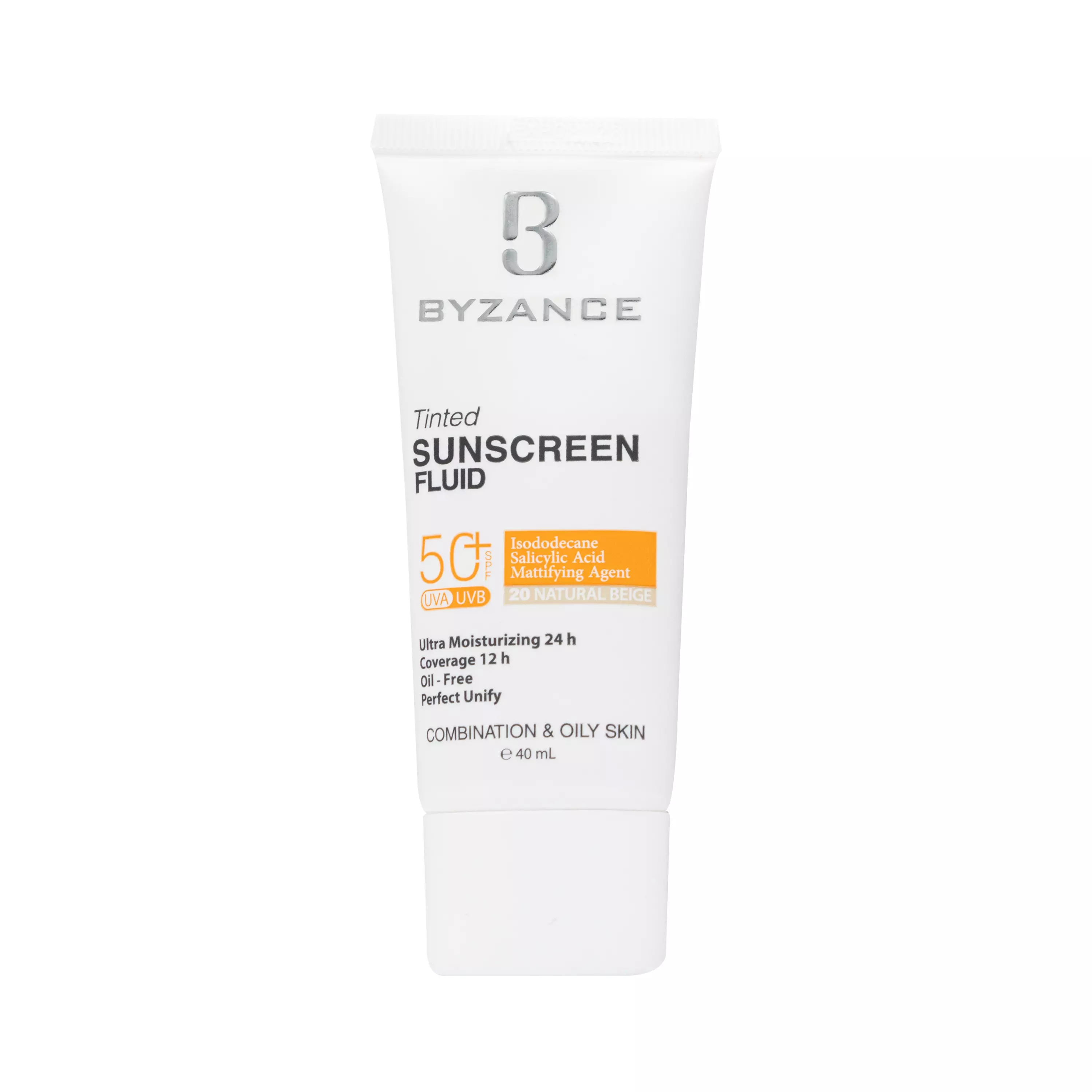 فلوئید ضد آفتاب رنگی SPF50 پوست چرب بژ طبیعی بیزانس