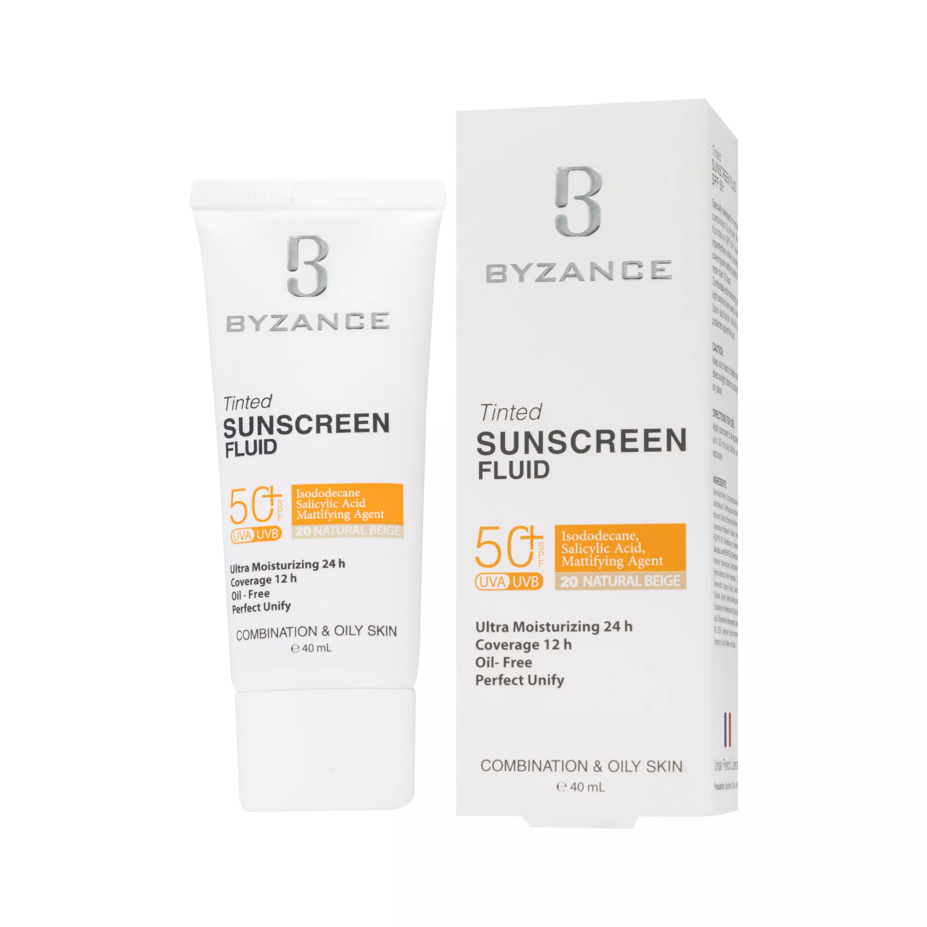 فلوئید ضد آفتاب رنگی SPF50 پوست چرب بژ طبیعی بیزانس