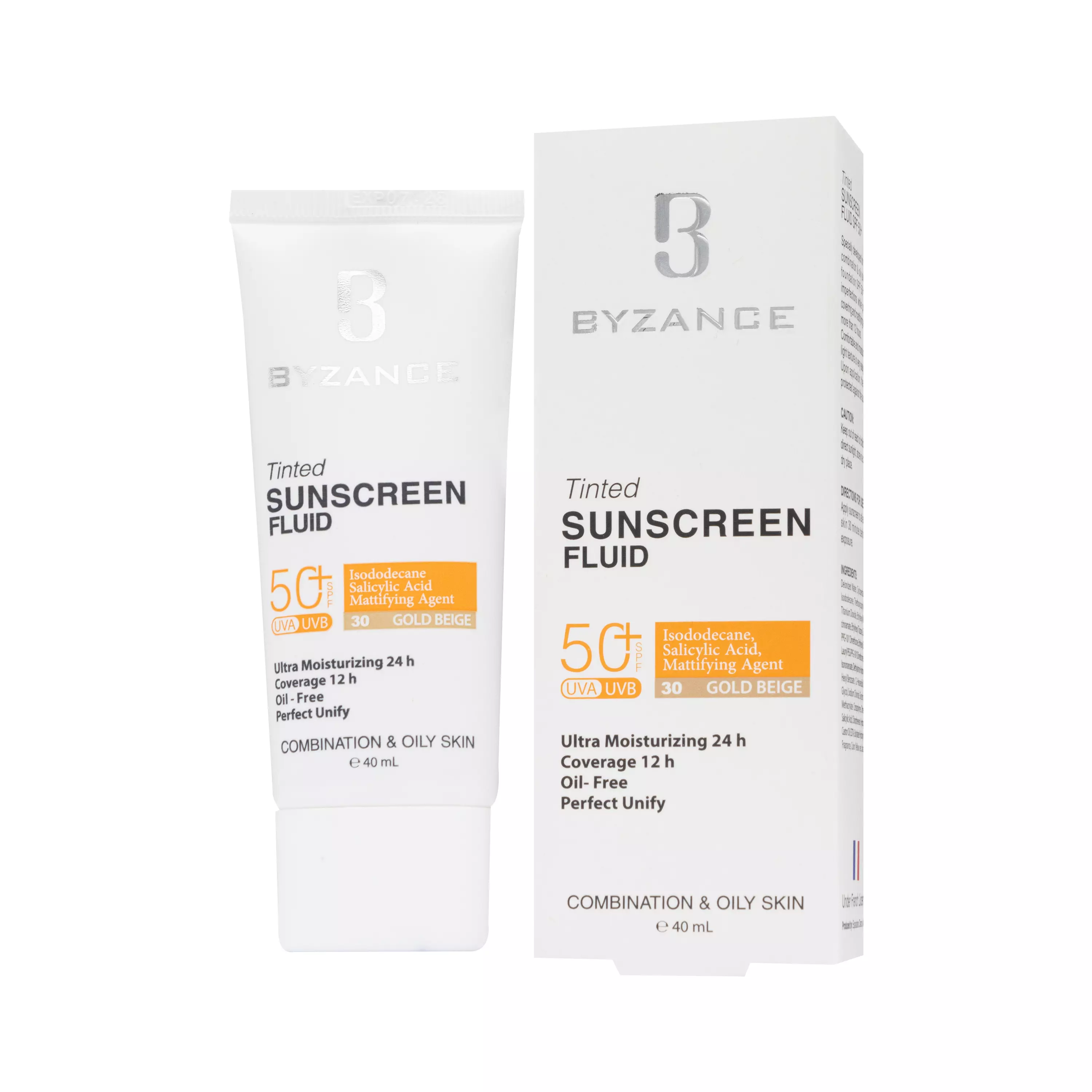 فلوئید ضد آفتاب رنگی SPF50 پوست چرب گلد بژ بیزانس