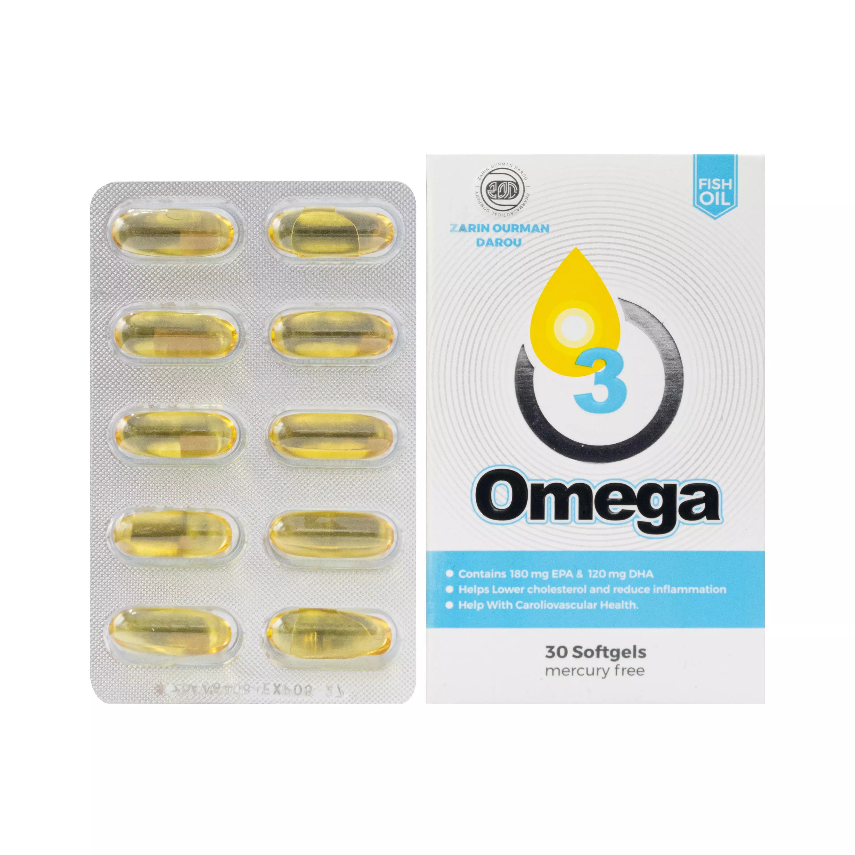 کپسول امگا 3 بدون جیوه زرین اورمان دارو