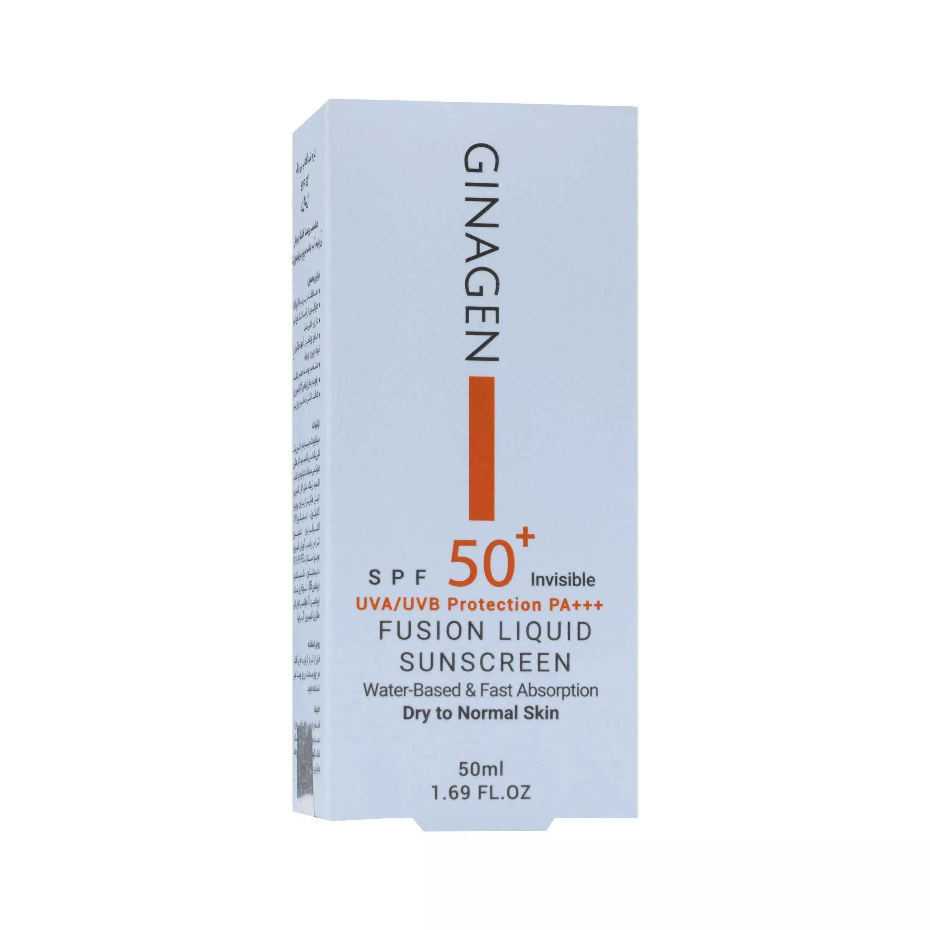 کرم ضد آفتاب بی رنگ SPF50 پوست خشک و نرمال ژیناژن