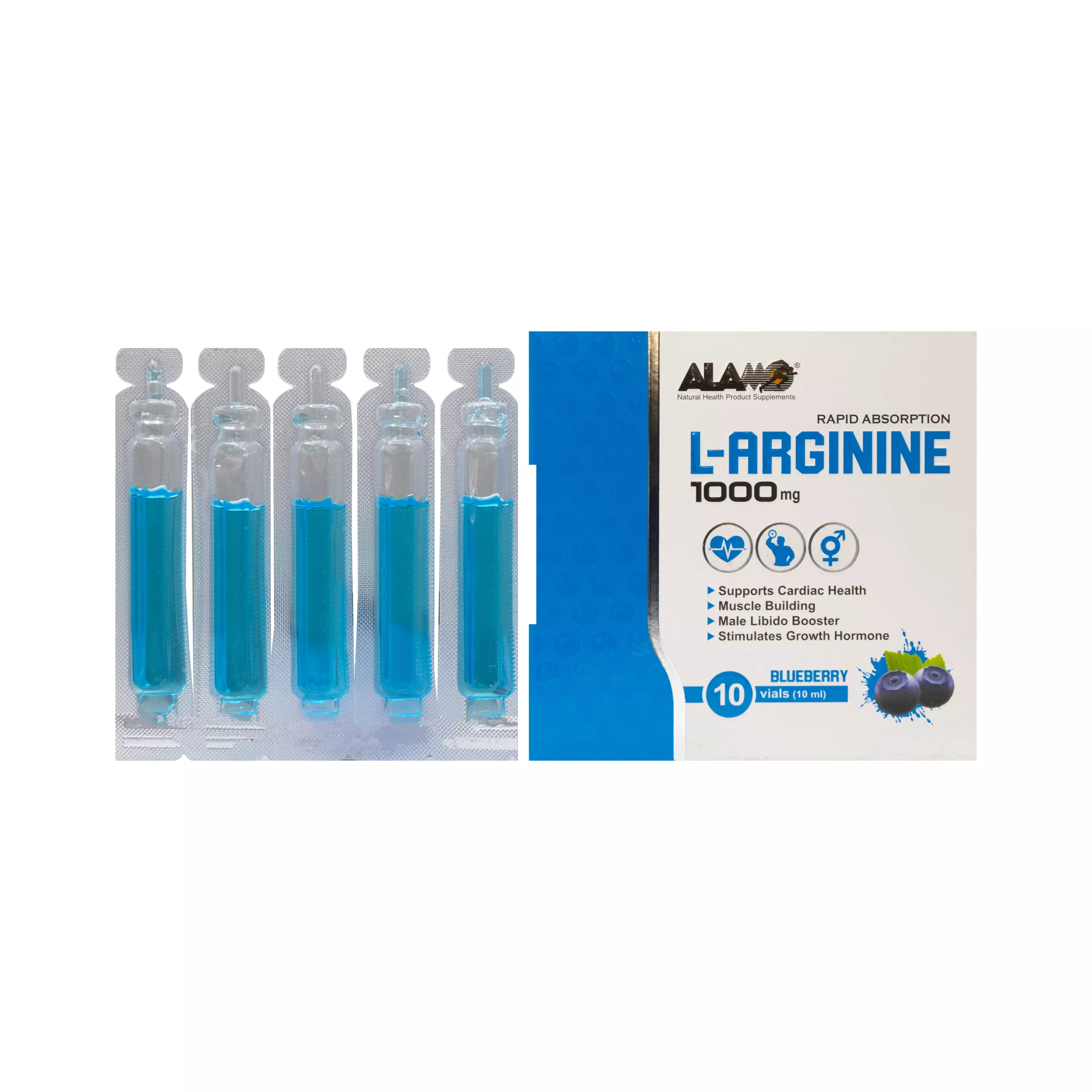 ویال خوراکی ال آرژنین 1000 طعم بلوبری 10 عددی آلامو