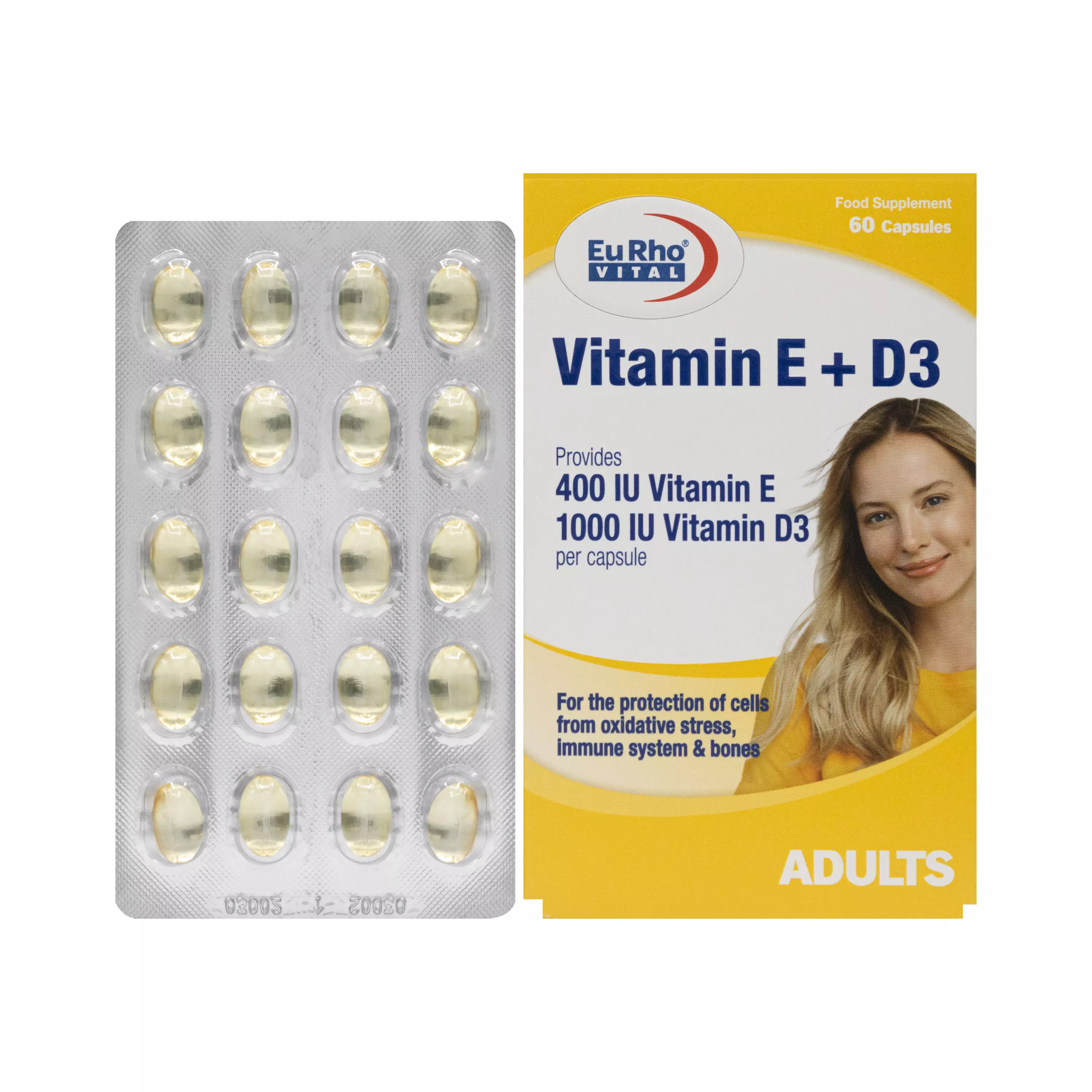 کپسول ویتامین ای پلاس د3 یورو ویتال