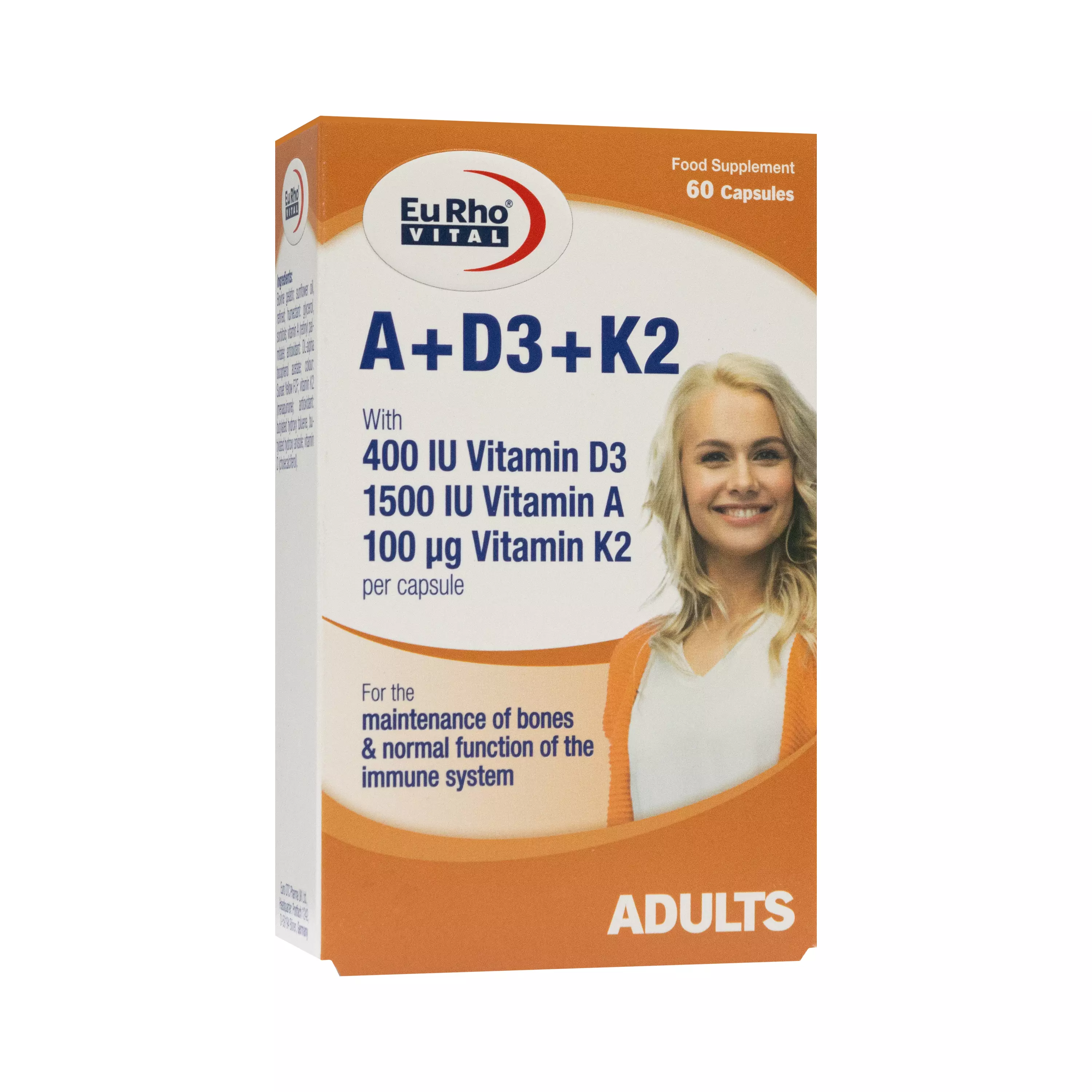 کپسول ویتامین آ و د3 و کا2 یورو ویتال