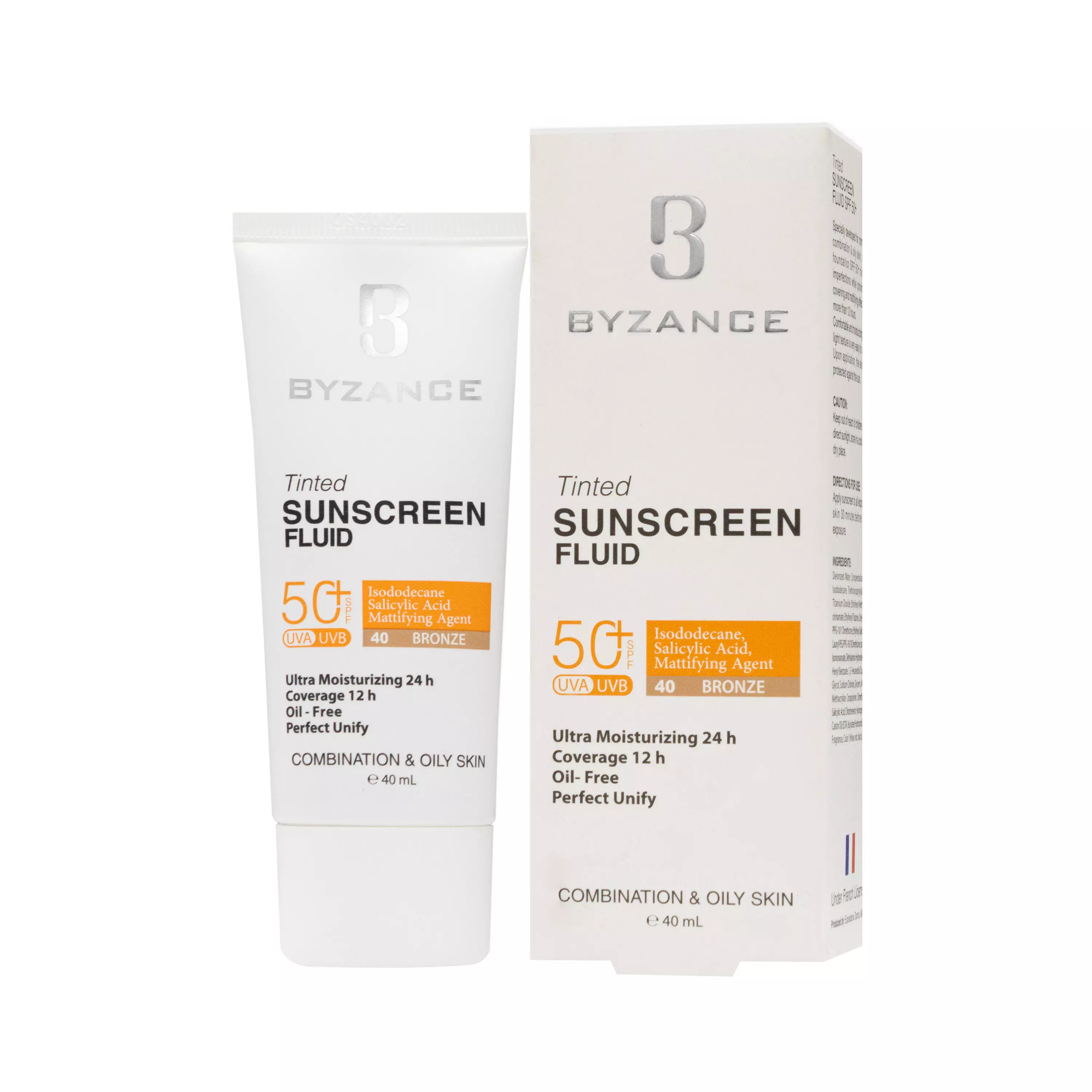 فلوئید ضدآفتاب رنگی برنز spf50 پوست چرب و مختلط و مستعد آکنه بیزانس