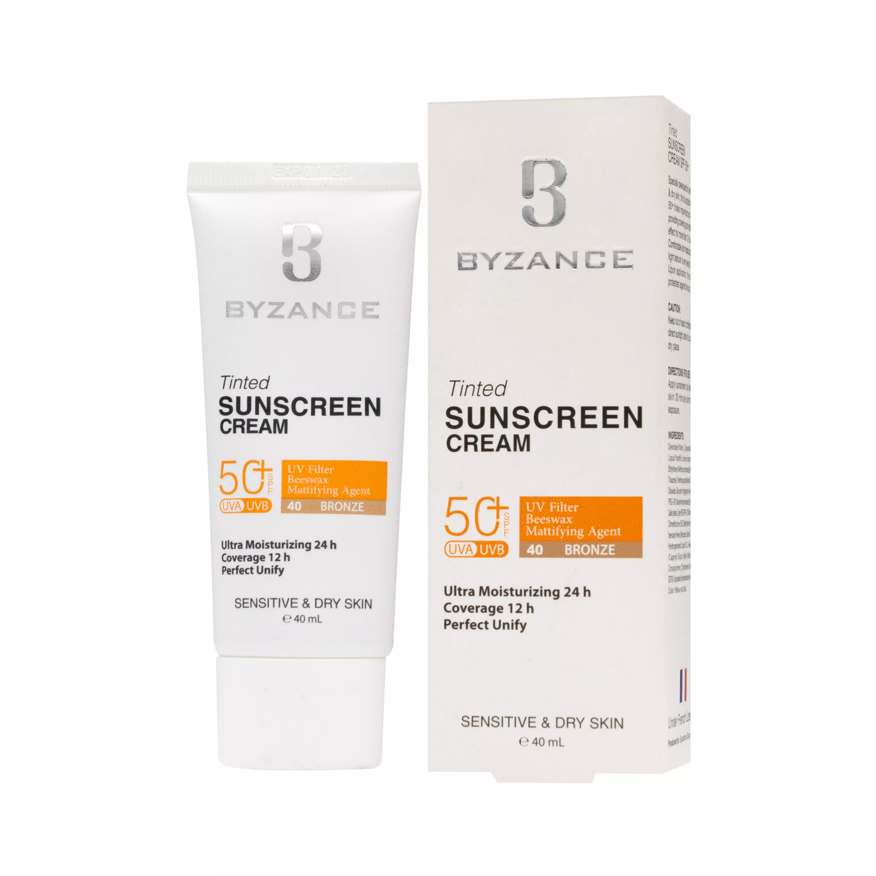 کرم ضدآفتاب رنگی برنز spf50 پوست خشک و حساس بیزانس